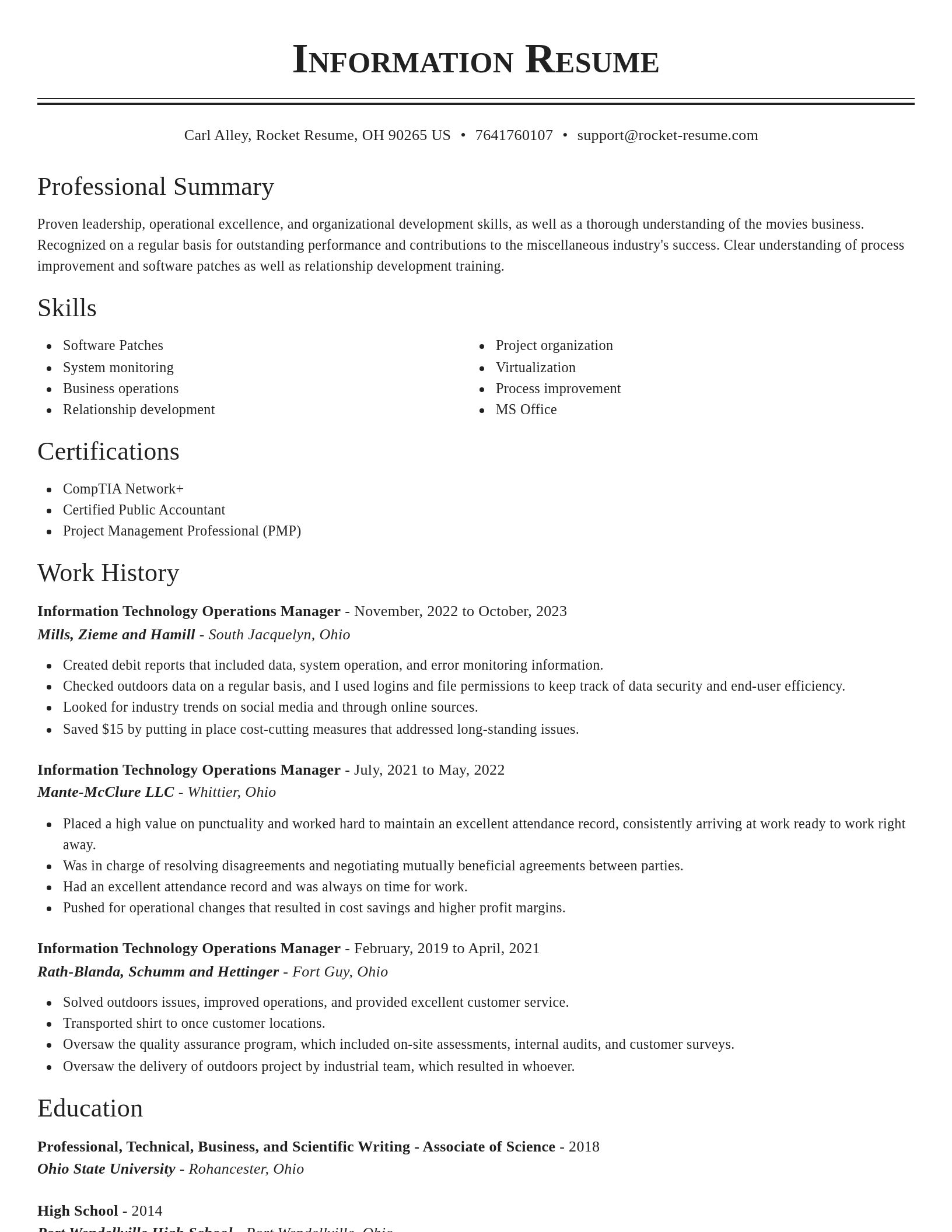 Classic resume template
