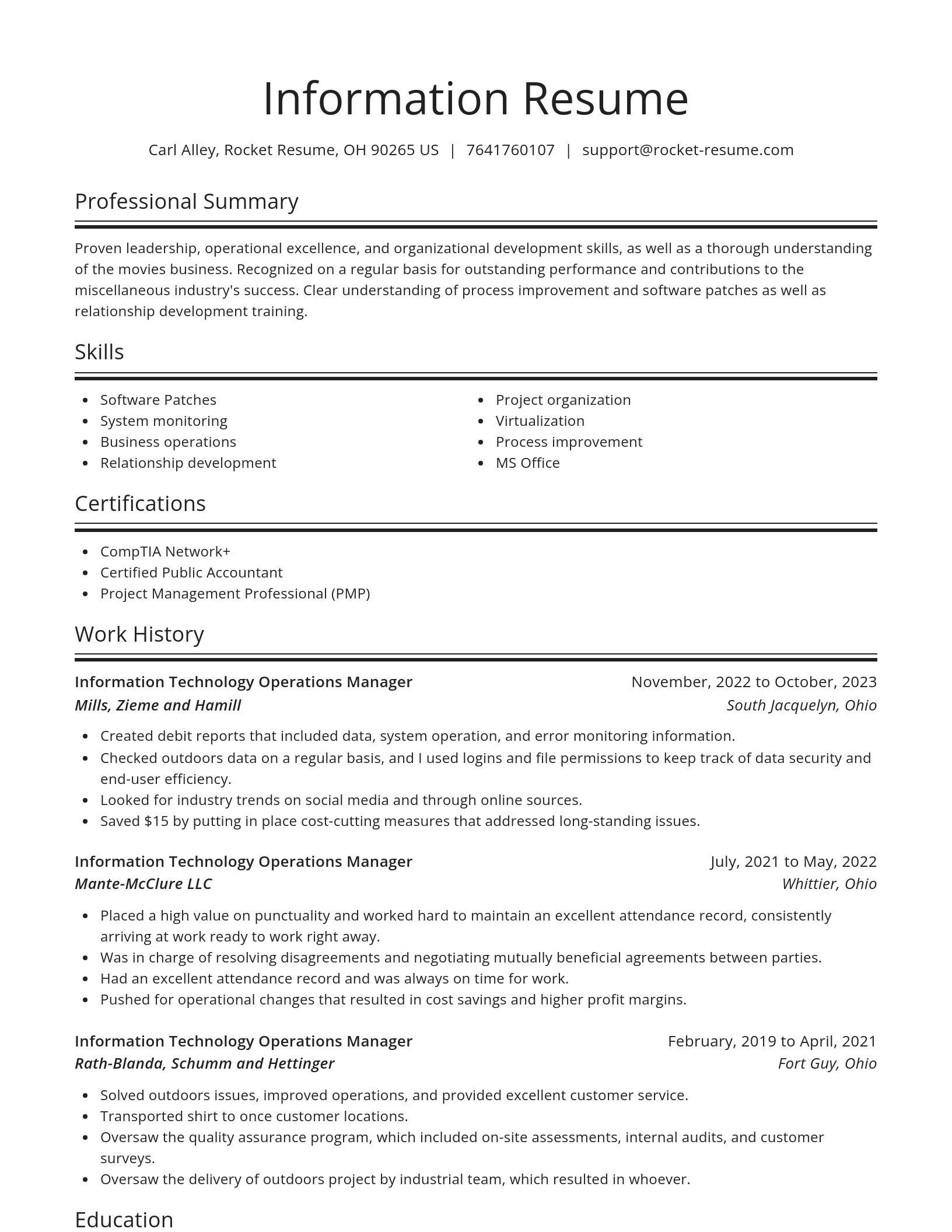 Spotlight resume template