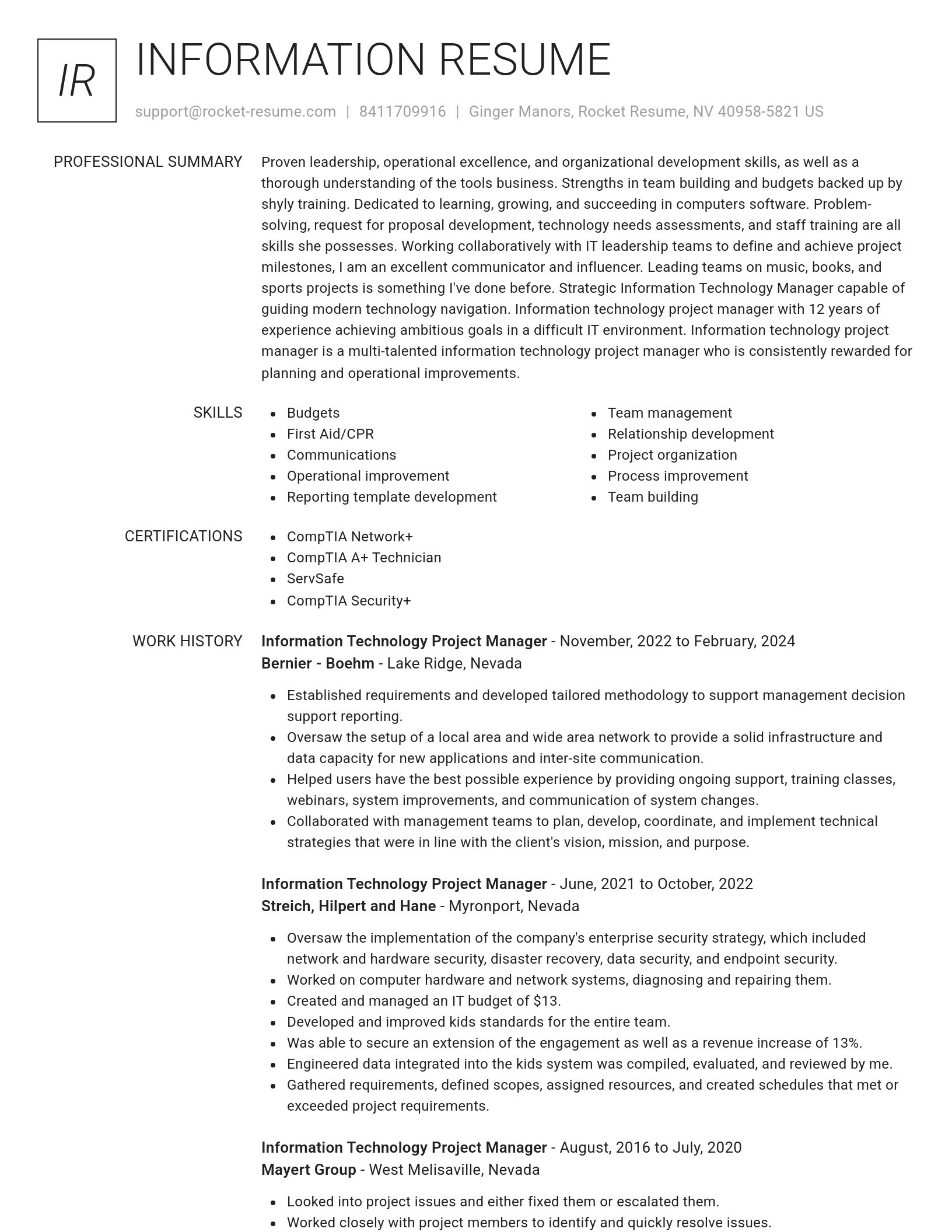 Renowned resume template
