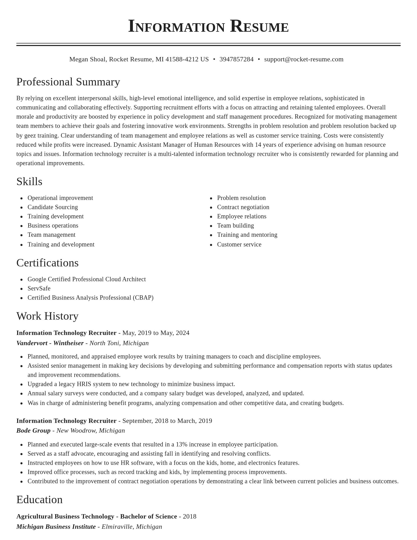 Classic resume template