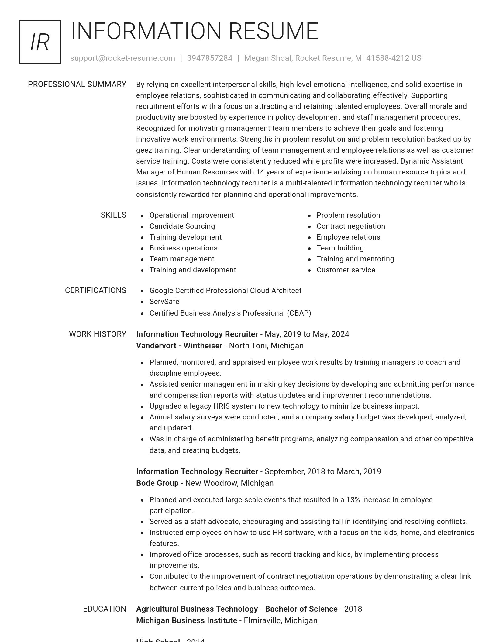 Renowned resume template