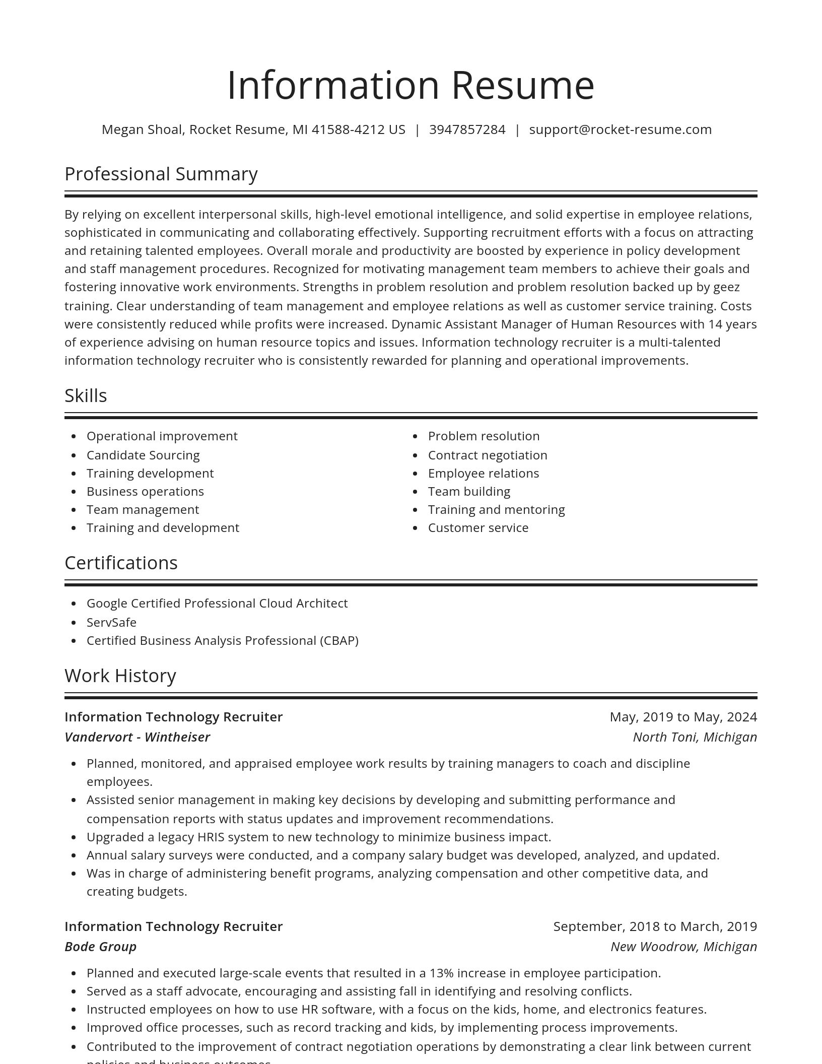 Spotlight resume template