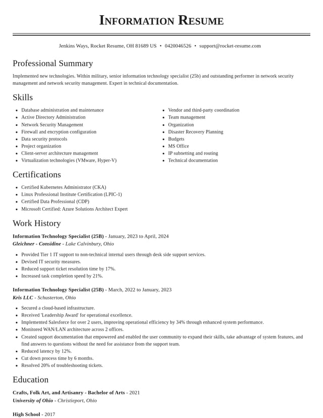 Classic resume template