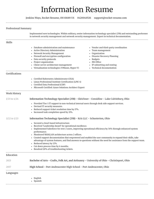 Dignified resume template