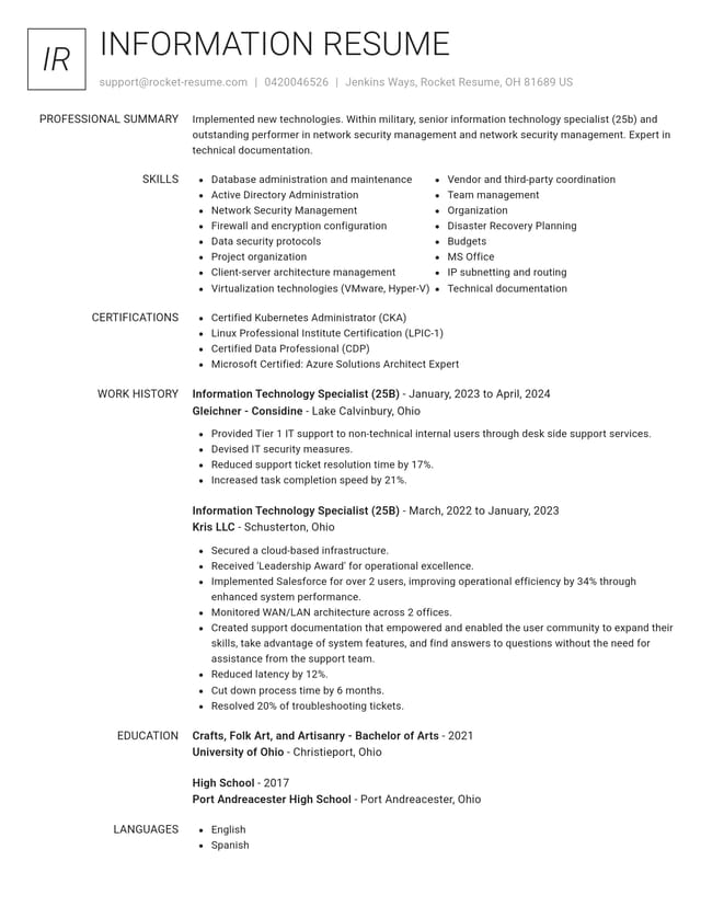 Renowned resume template