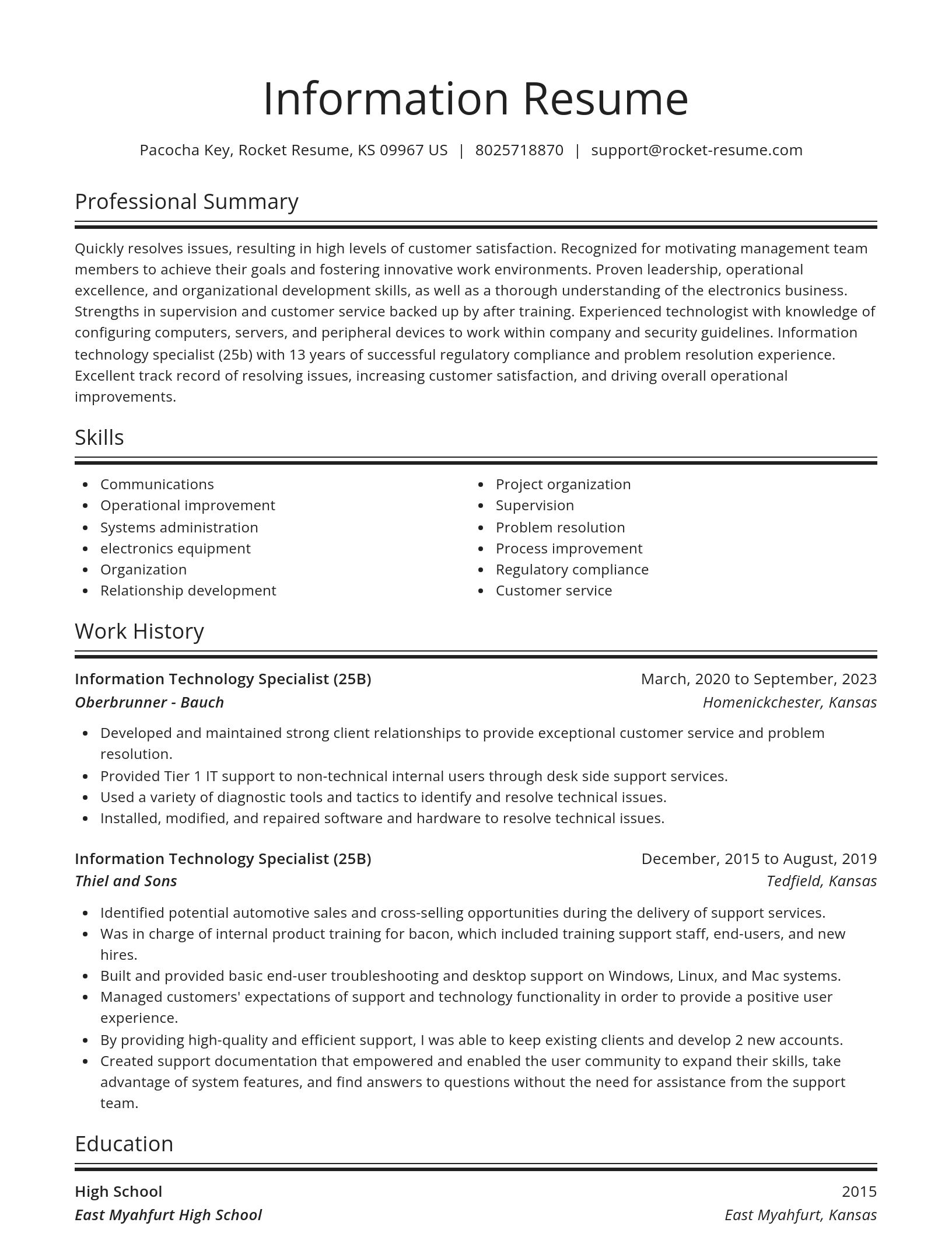 Spotlight resume template