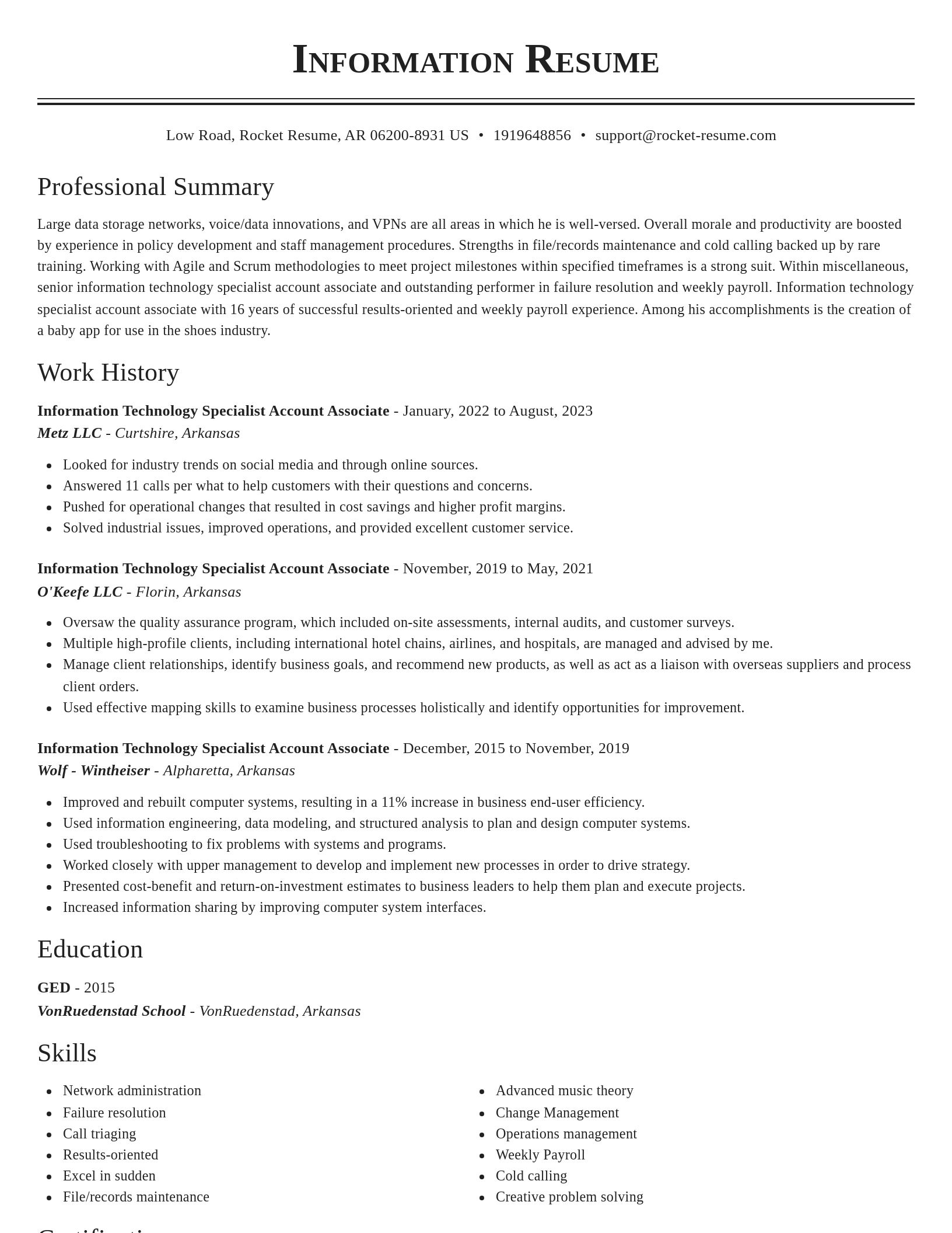 Classic resume template