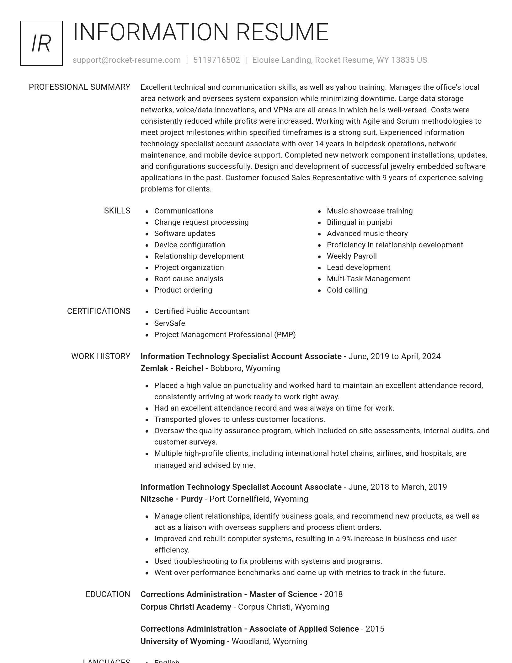 Renowned resume template