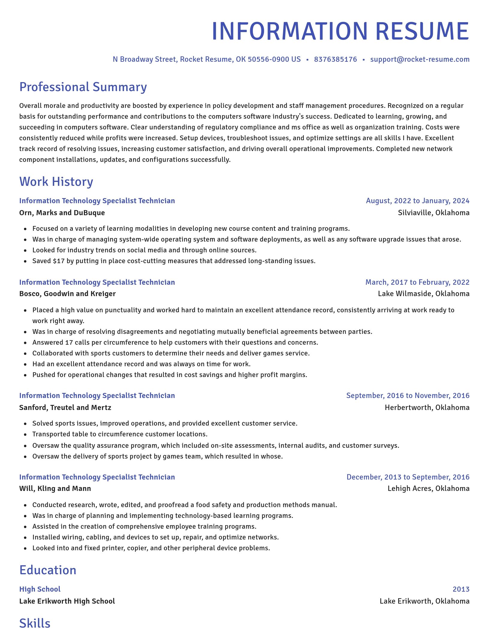 Novel resume template