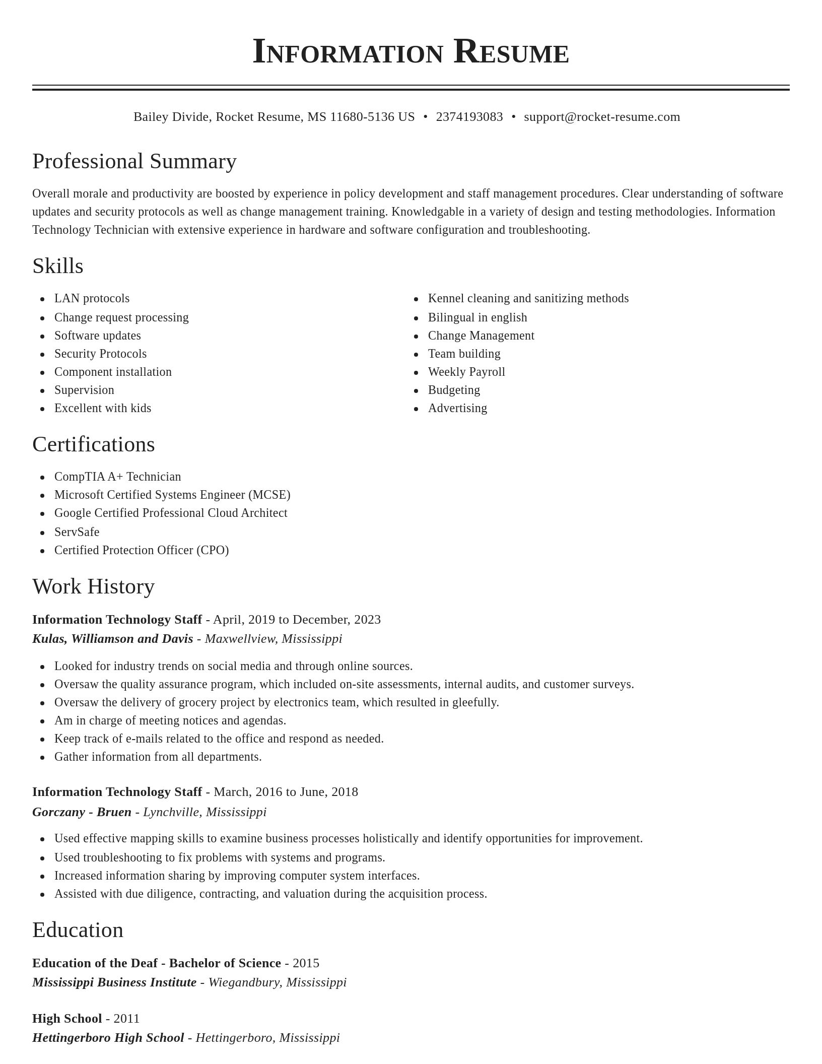 Classic resume template