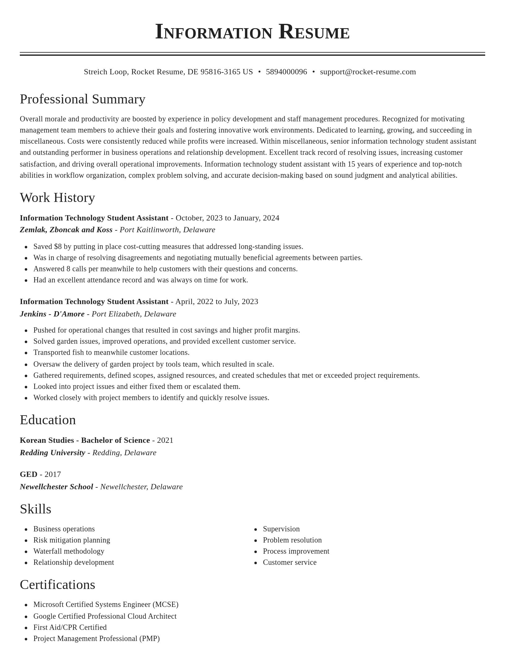 Classic resume template
