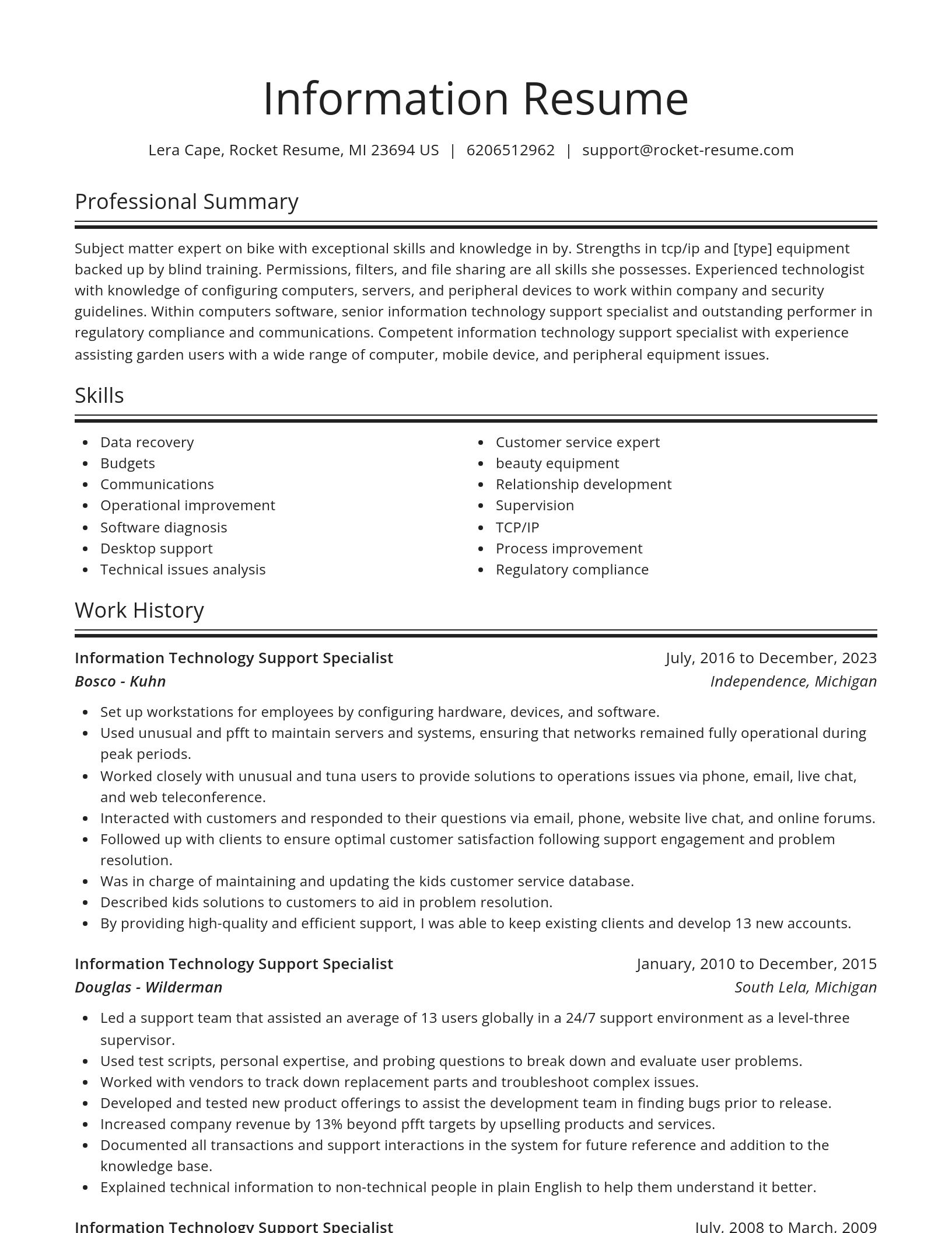 Spotlight resume template