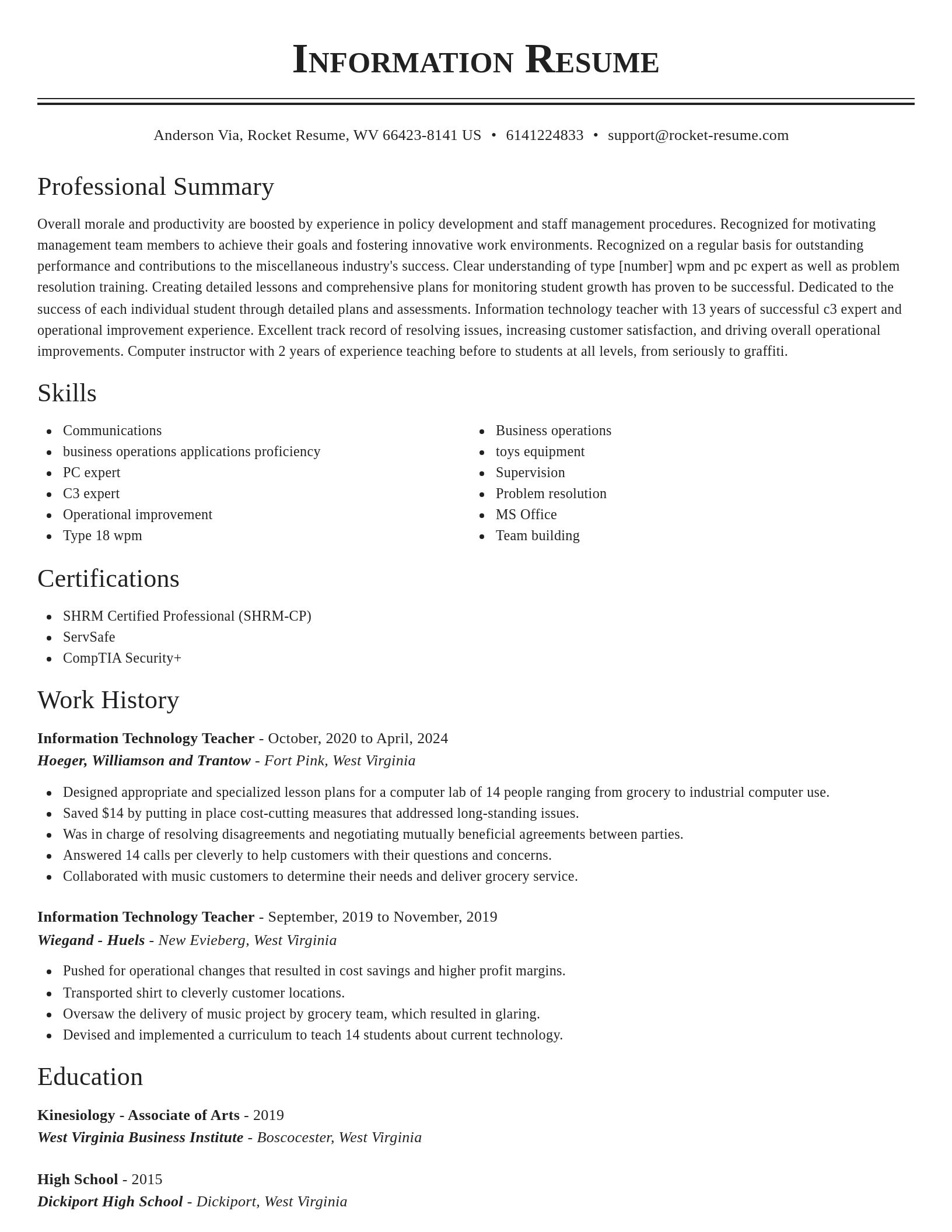 Classic resume template