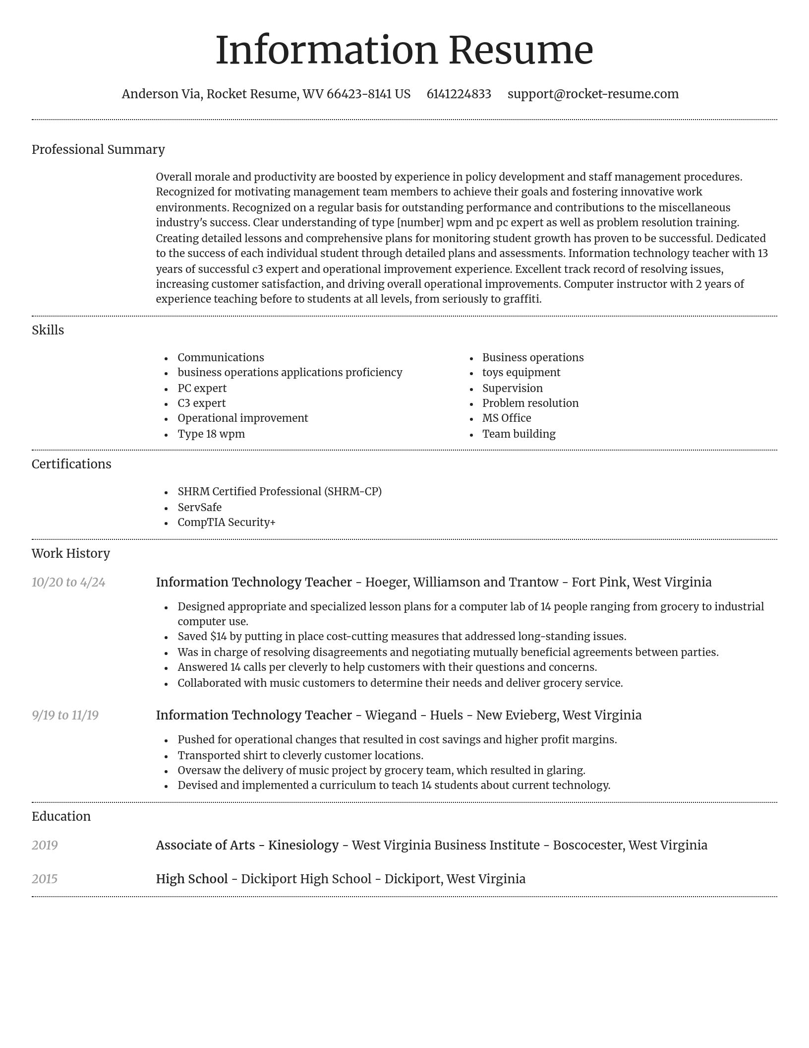 Dignified resume template