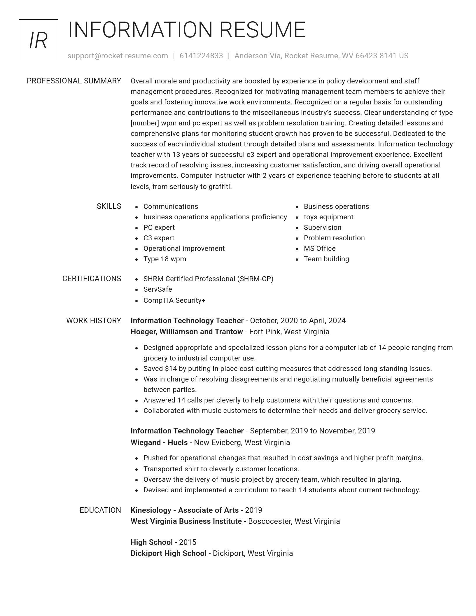 Renowned resume template