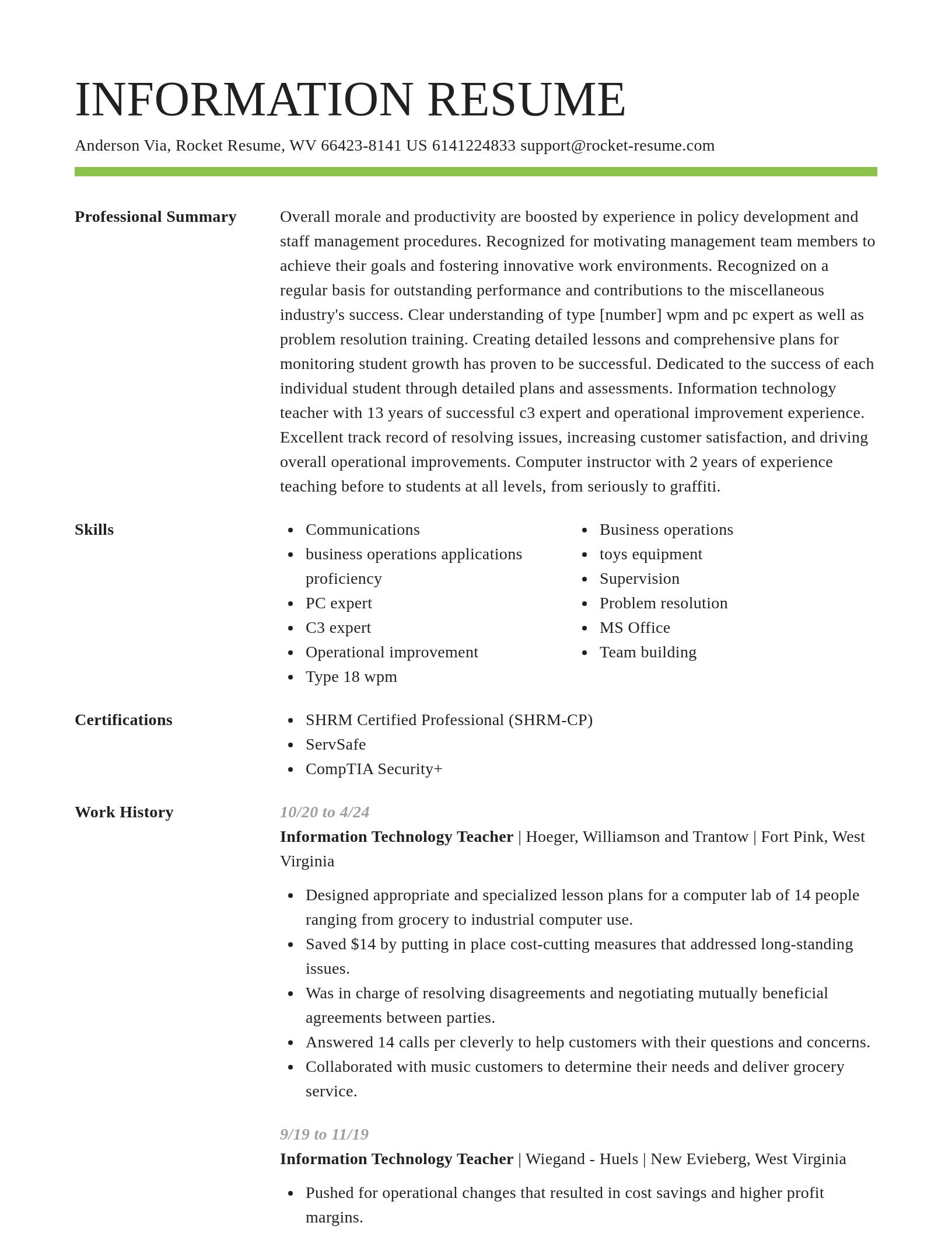 Smart resume template