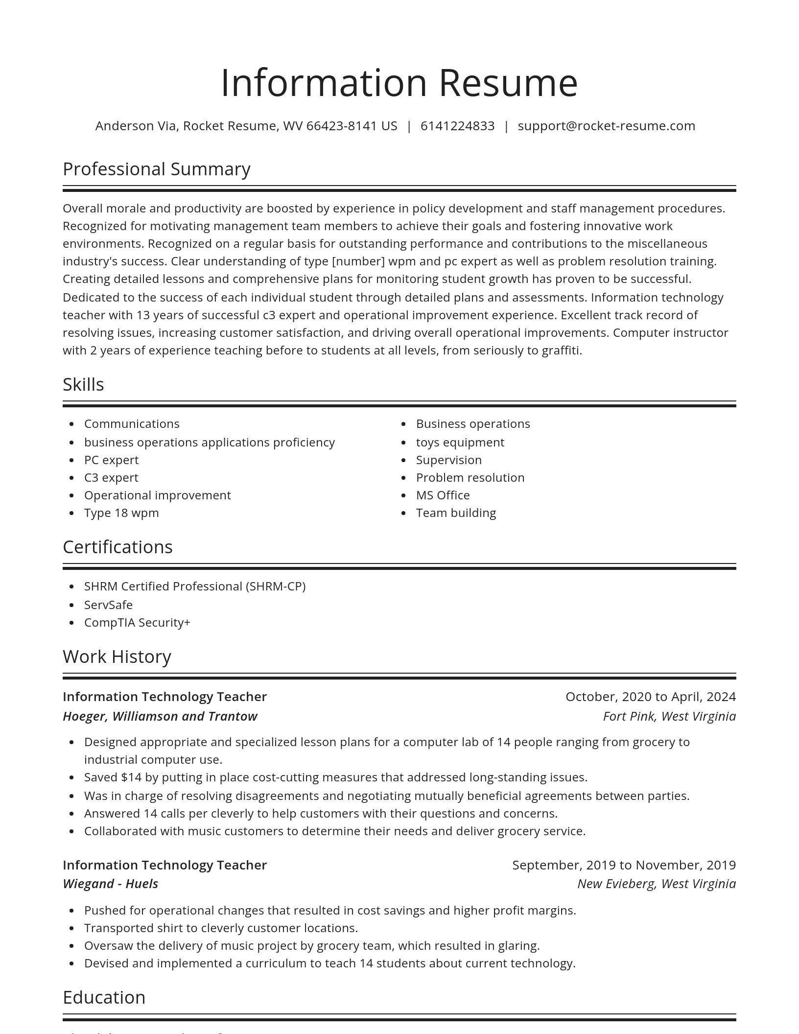 Spotlight resume template