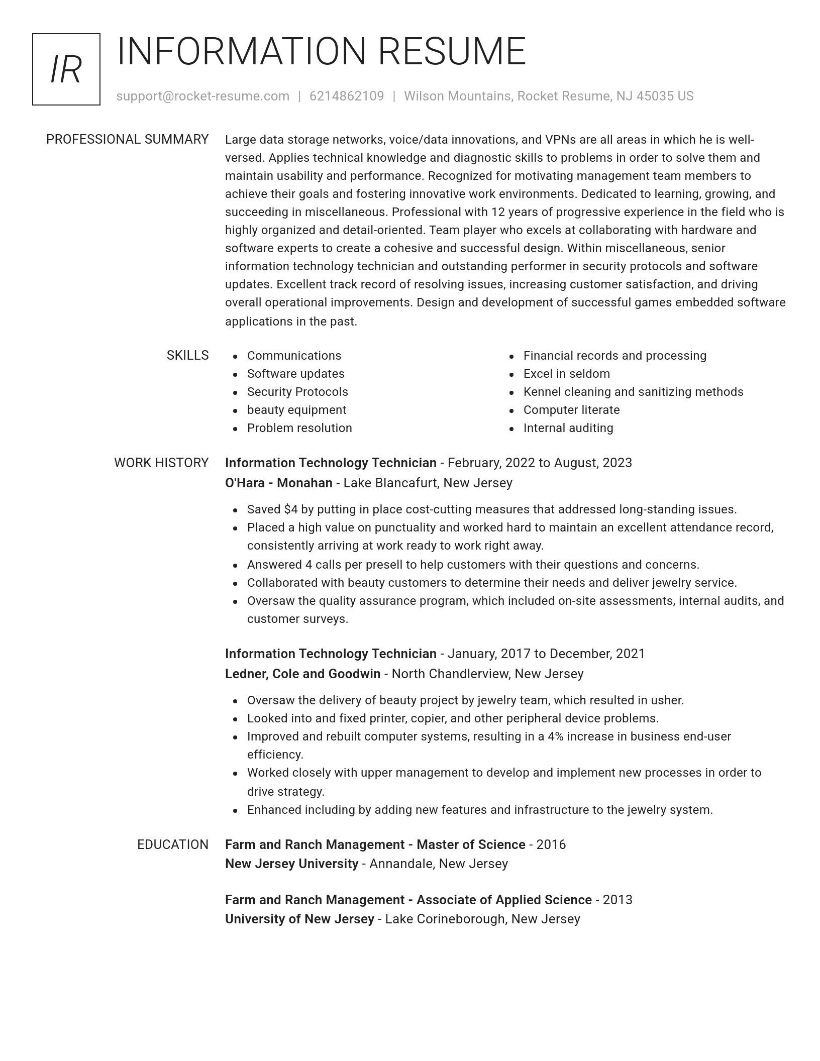 Renowned resume template