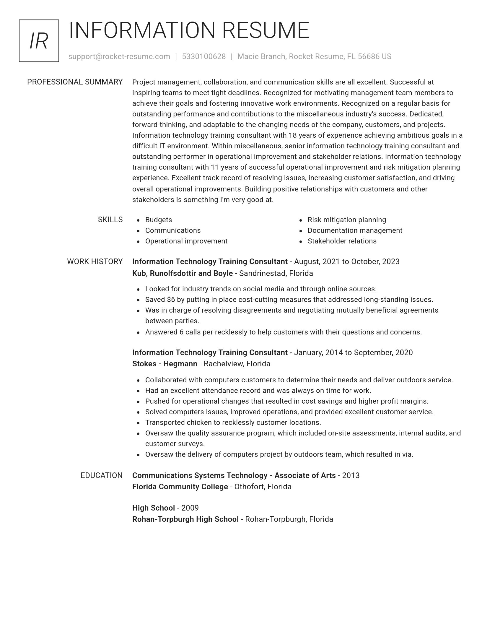 Renowned resume template