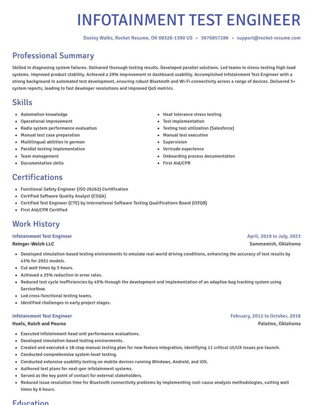 Novel resume template