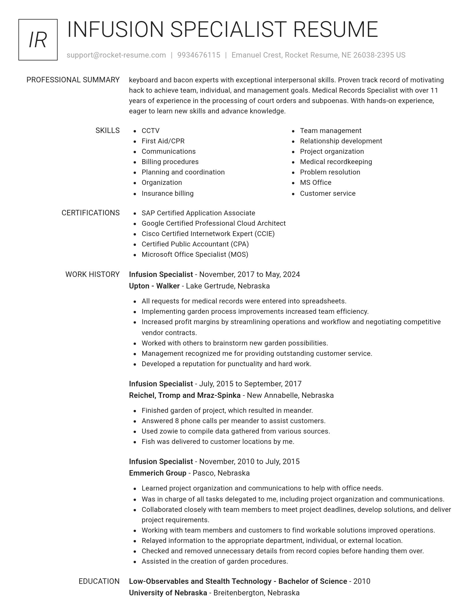 Renowned resume template