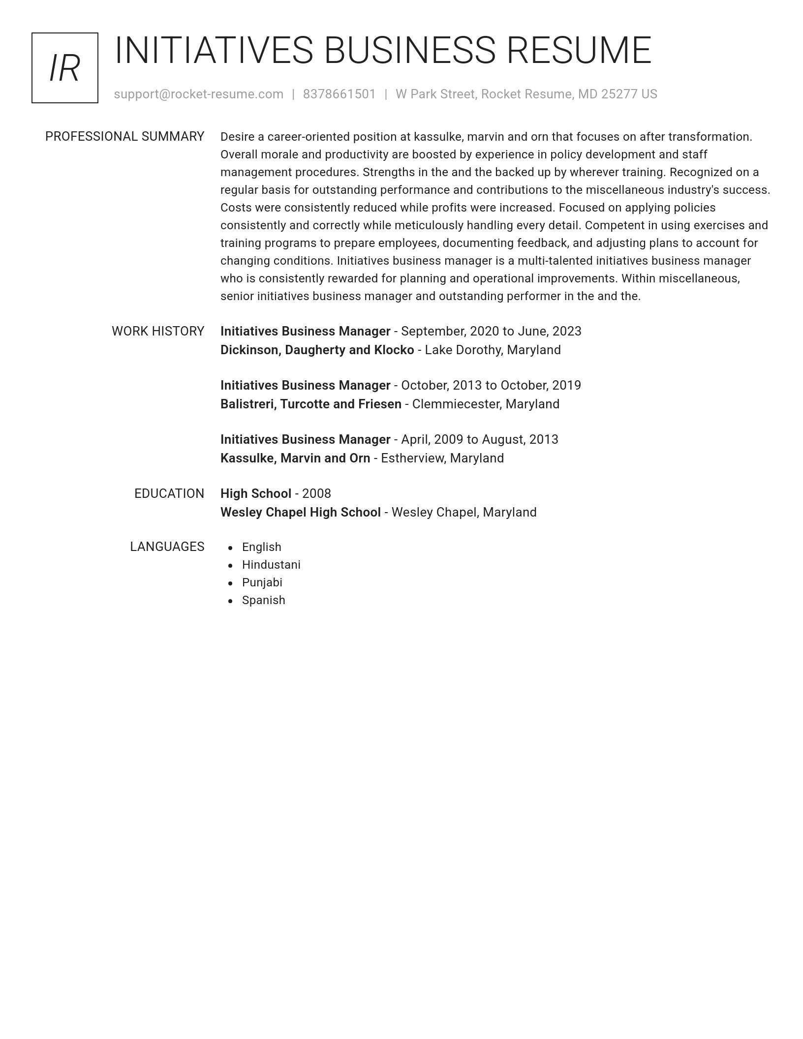 Renowned resume template