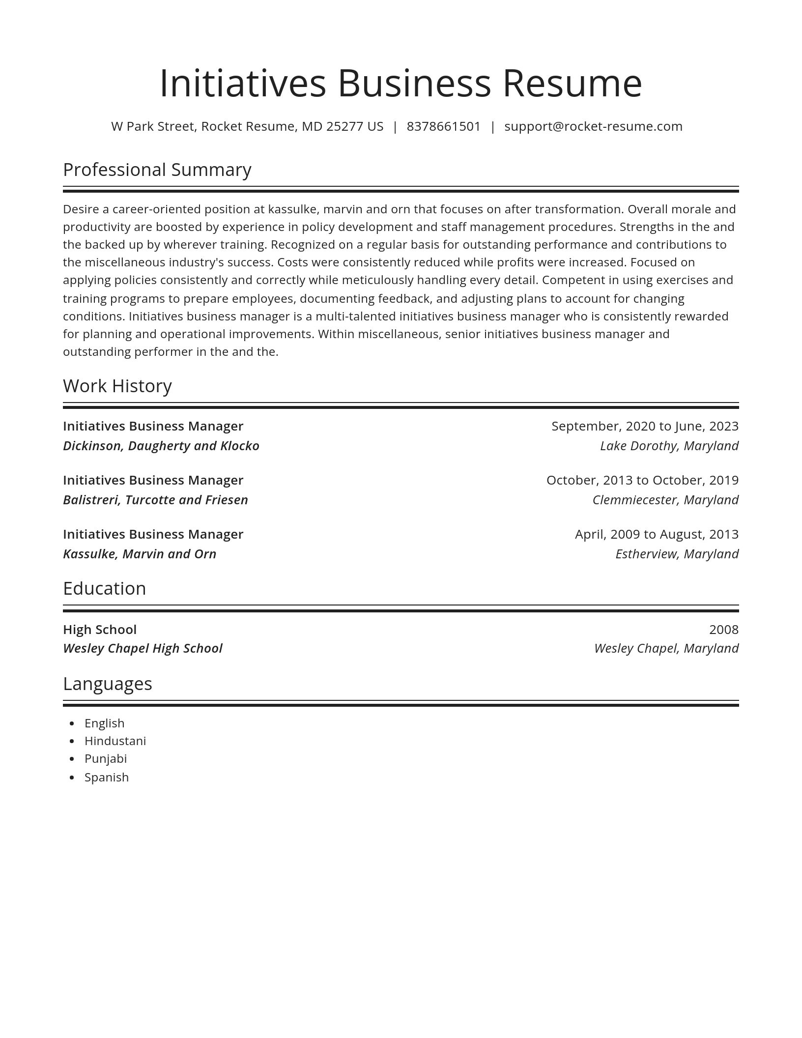Spotlight resume template