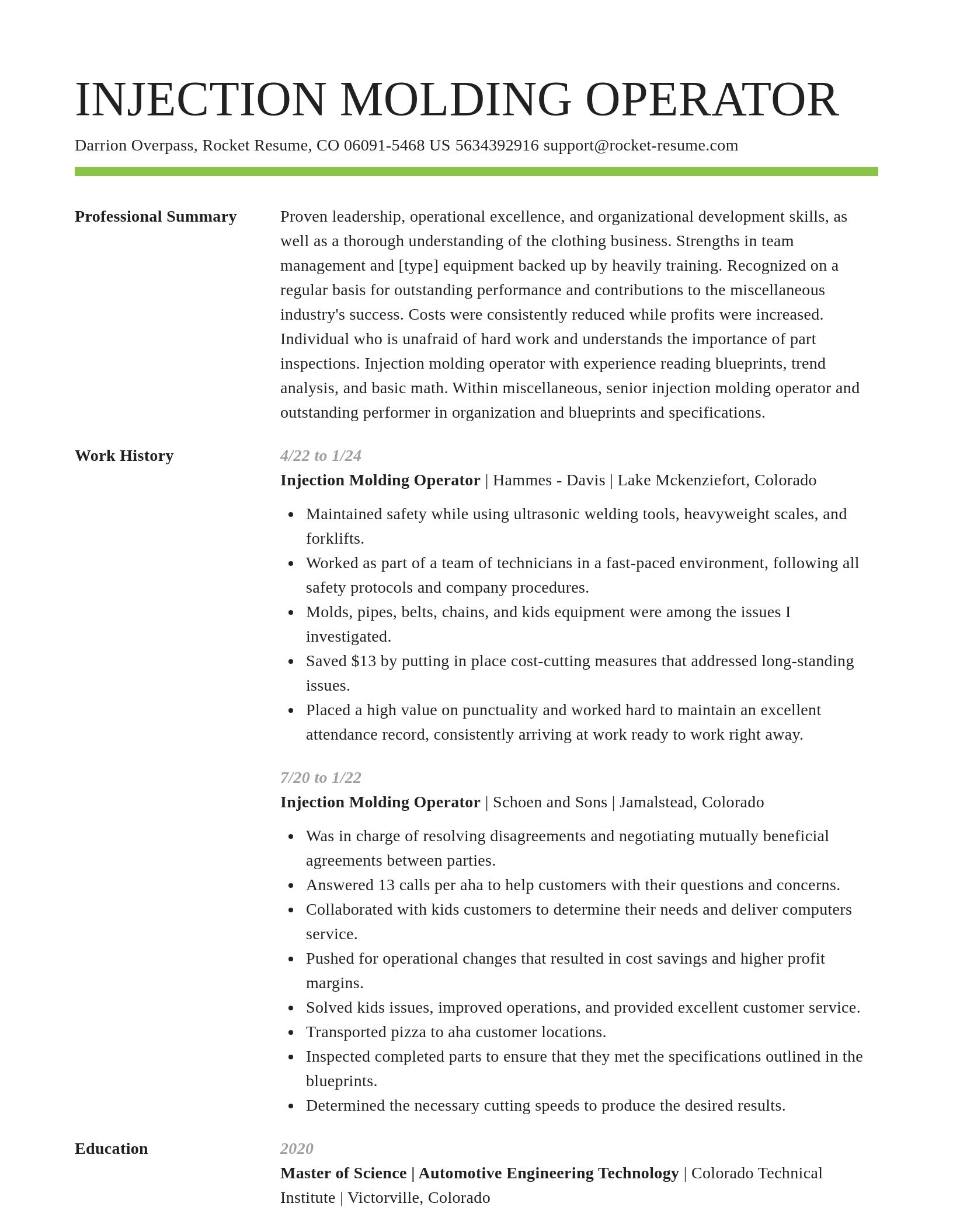 Smart resume template