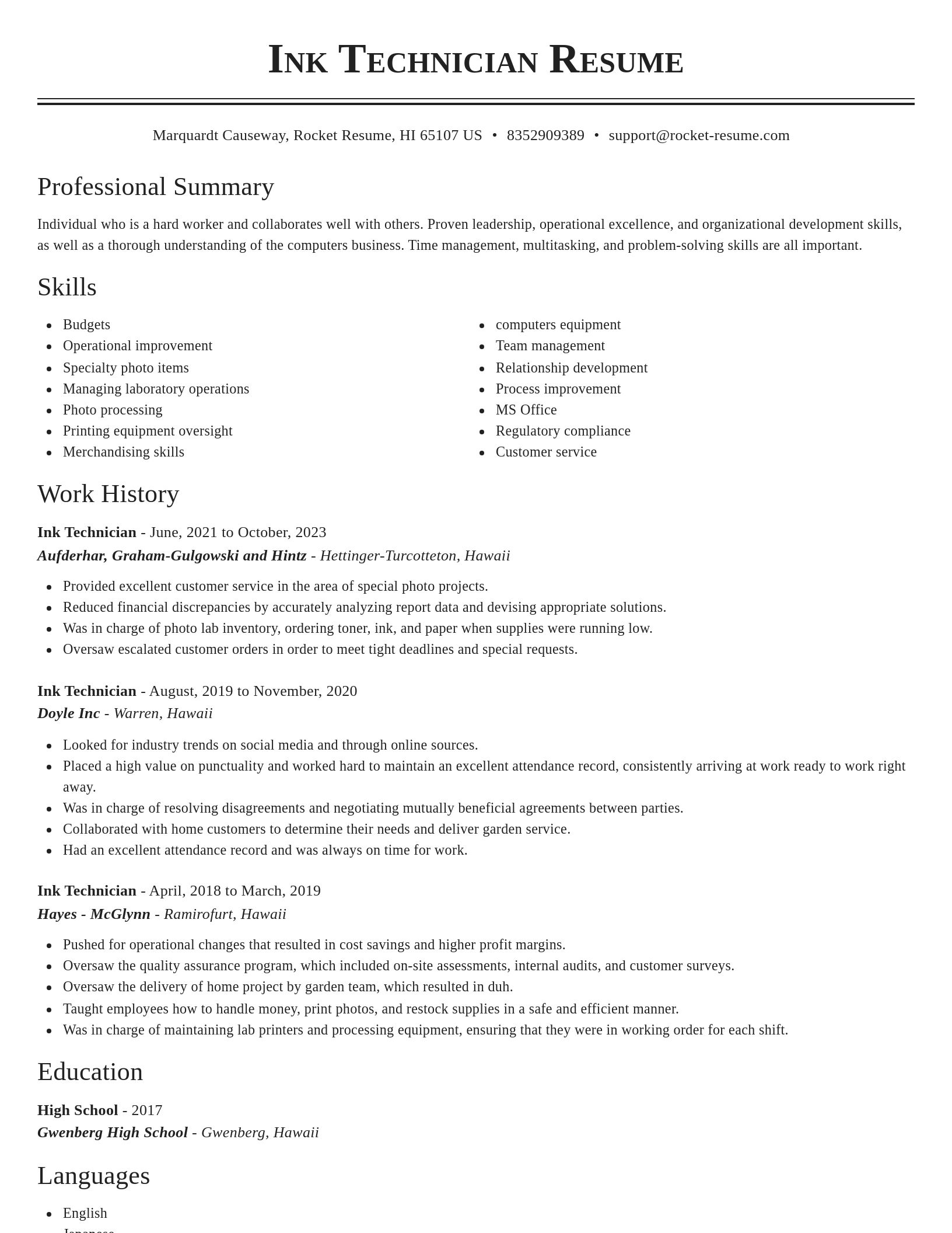 Classic resume template