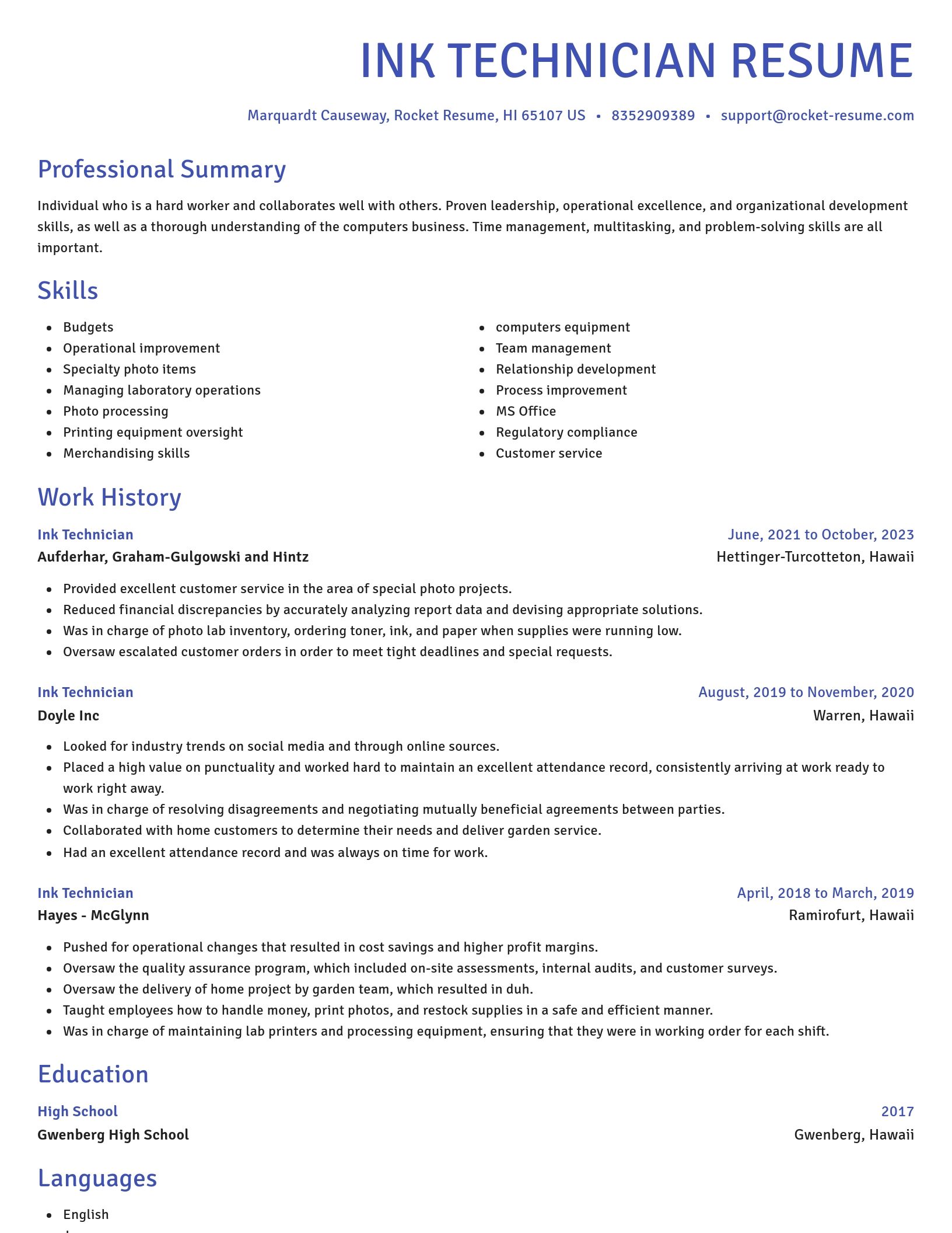 Novel resume template