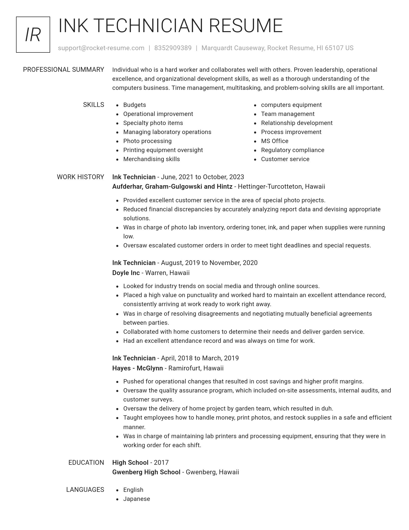 Renowned resume template