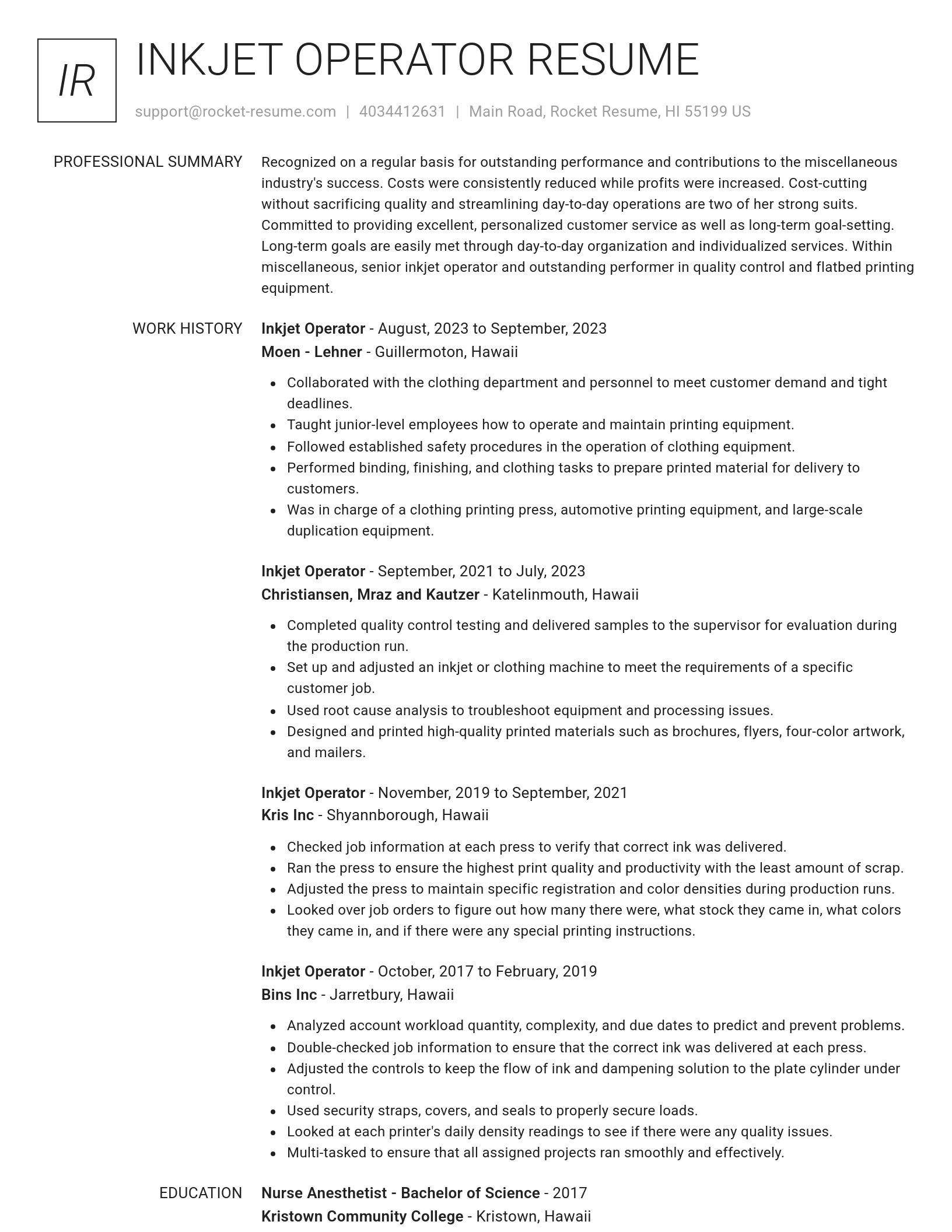 Renowned resume template