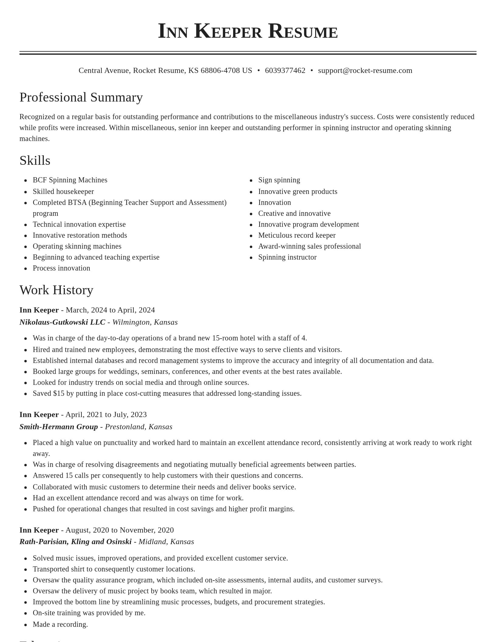 Classic resume template