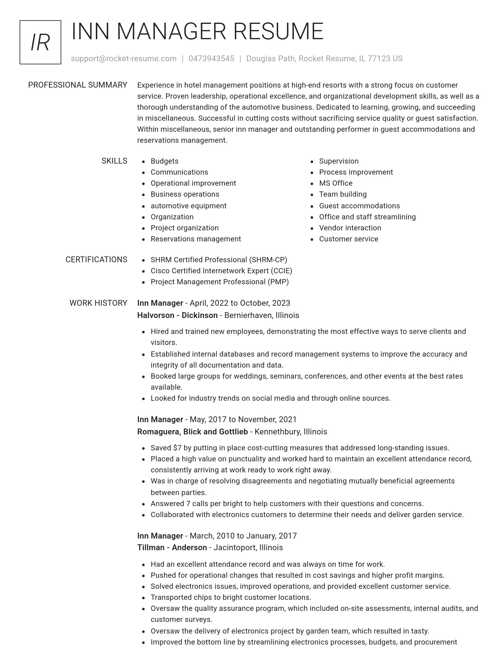 Renowned resume template