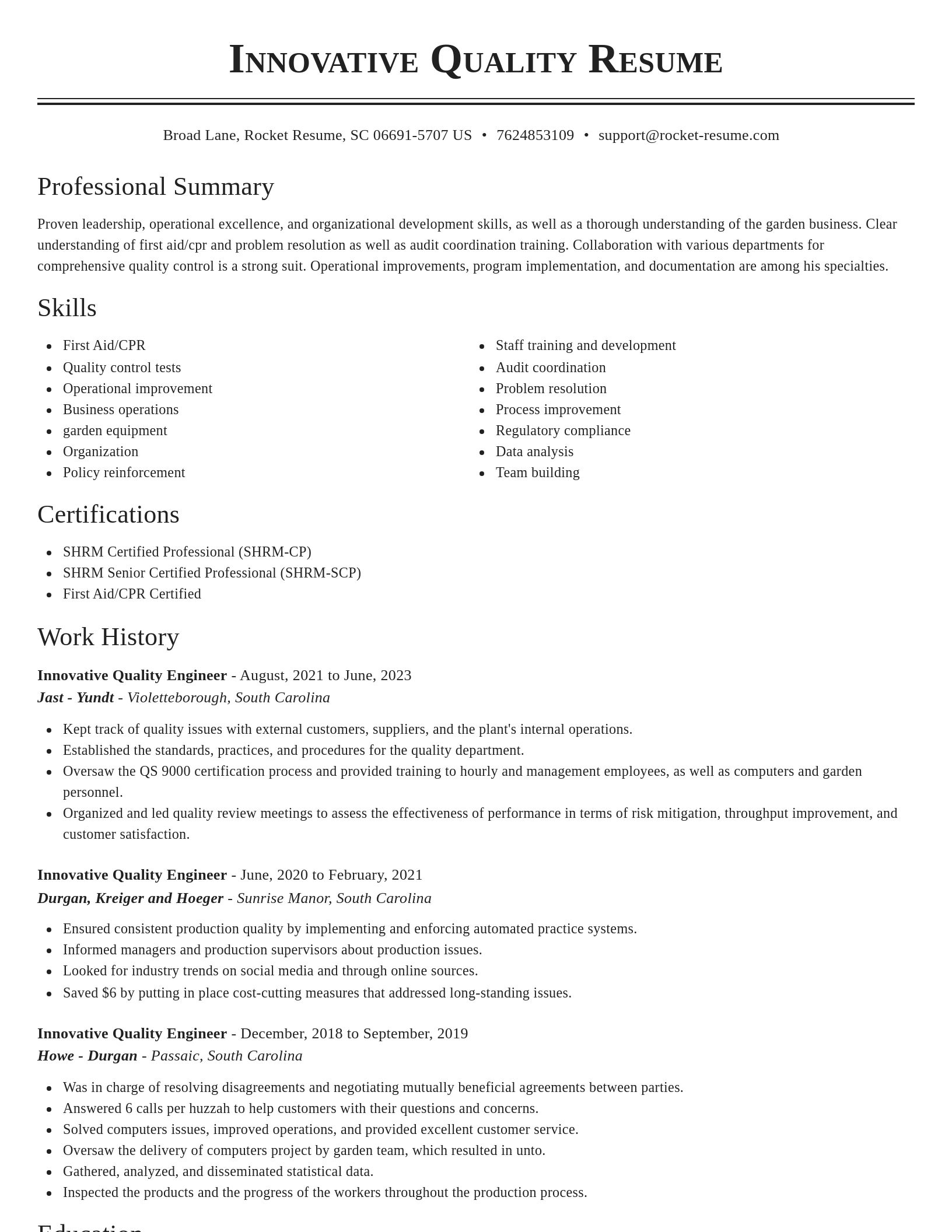 Classic resume template