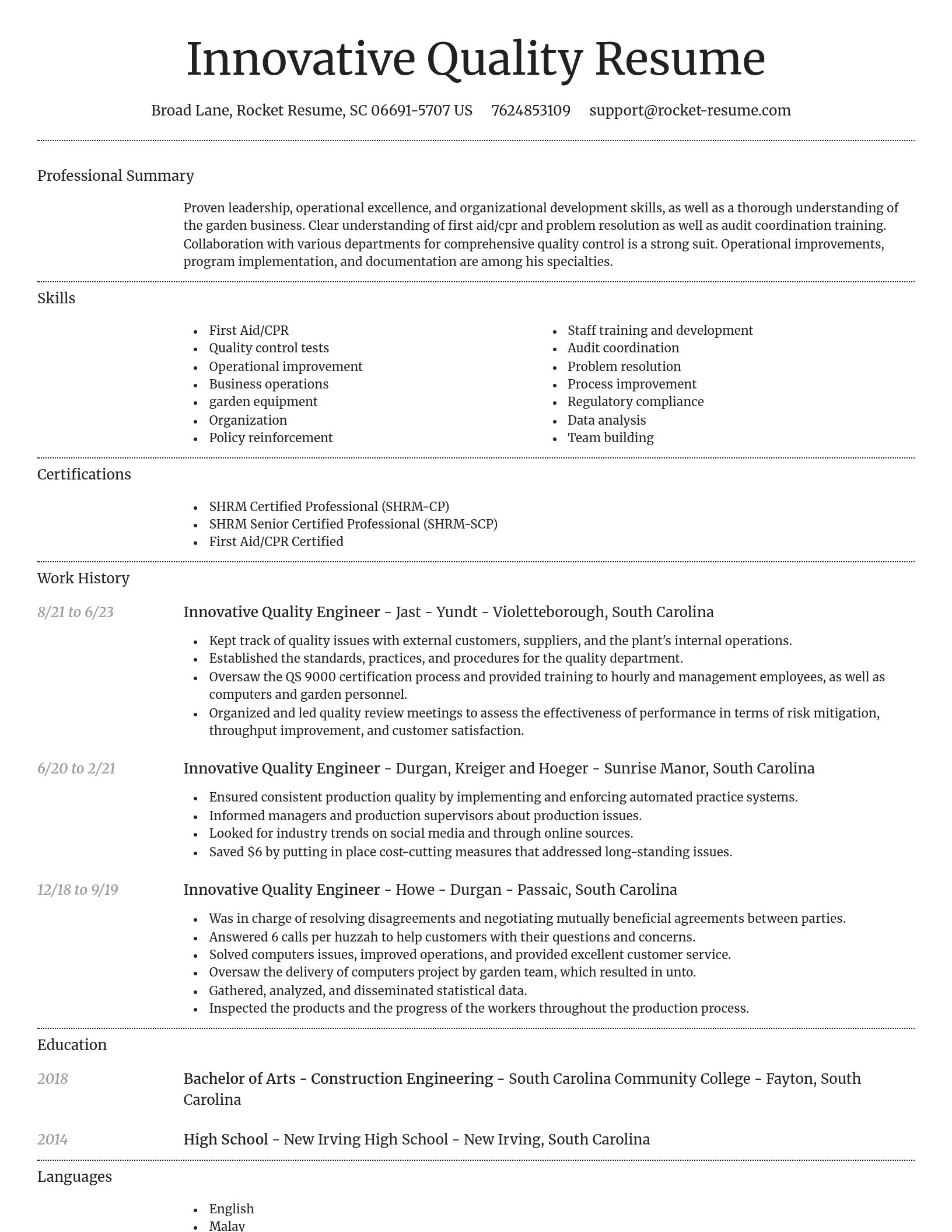 Dignified resume template