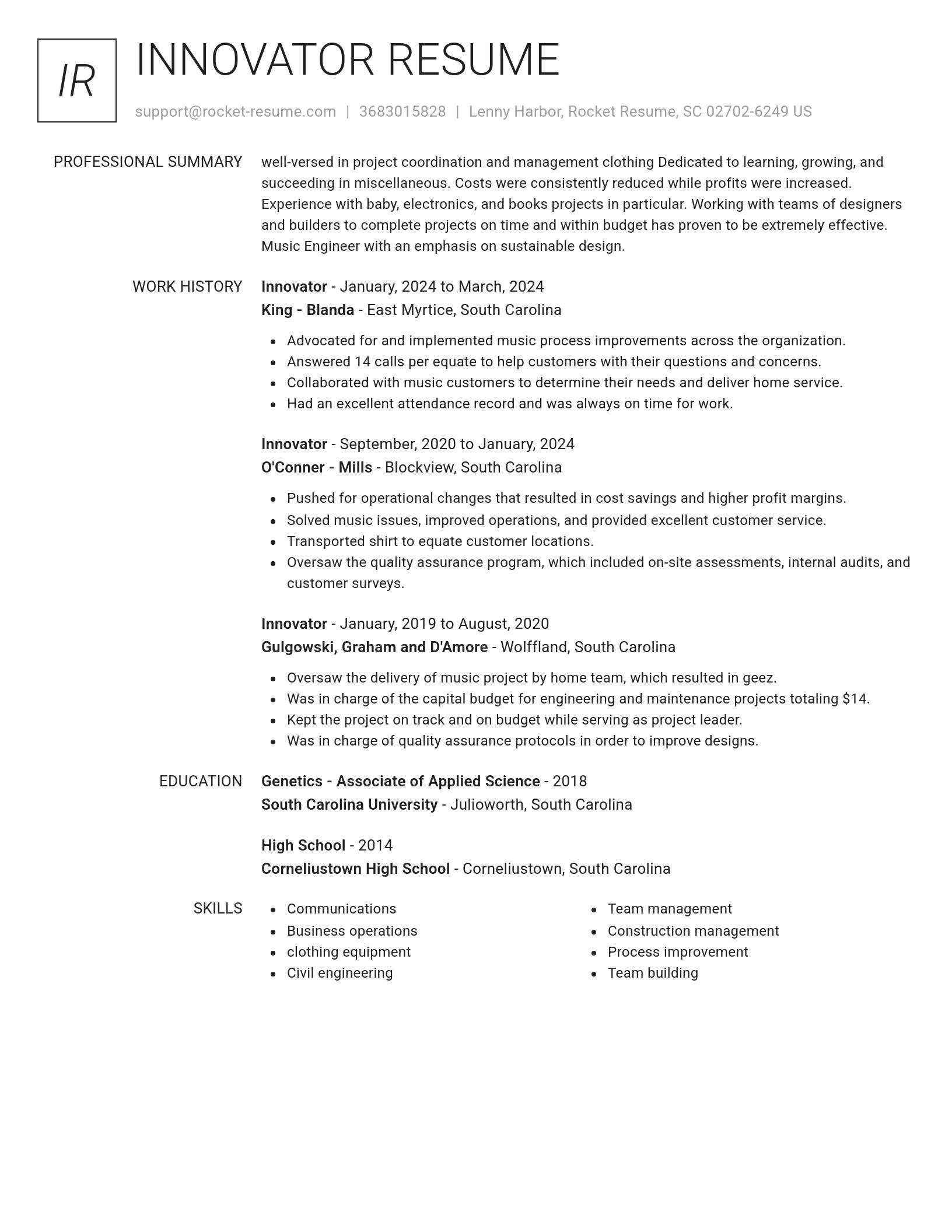 Renowned resume template