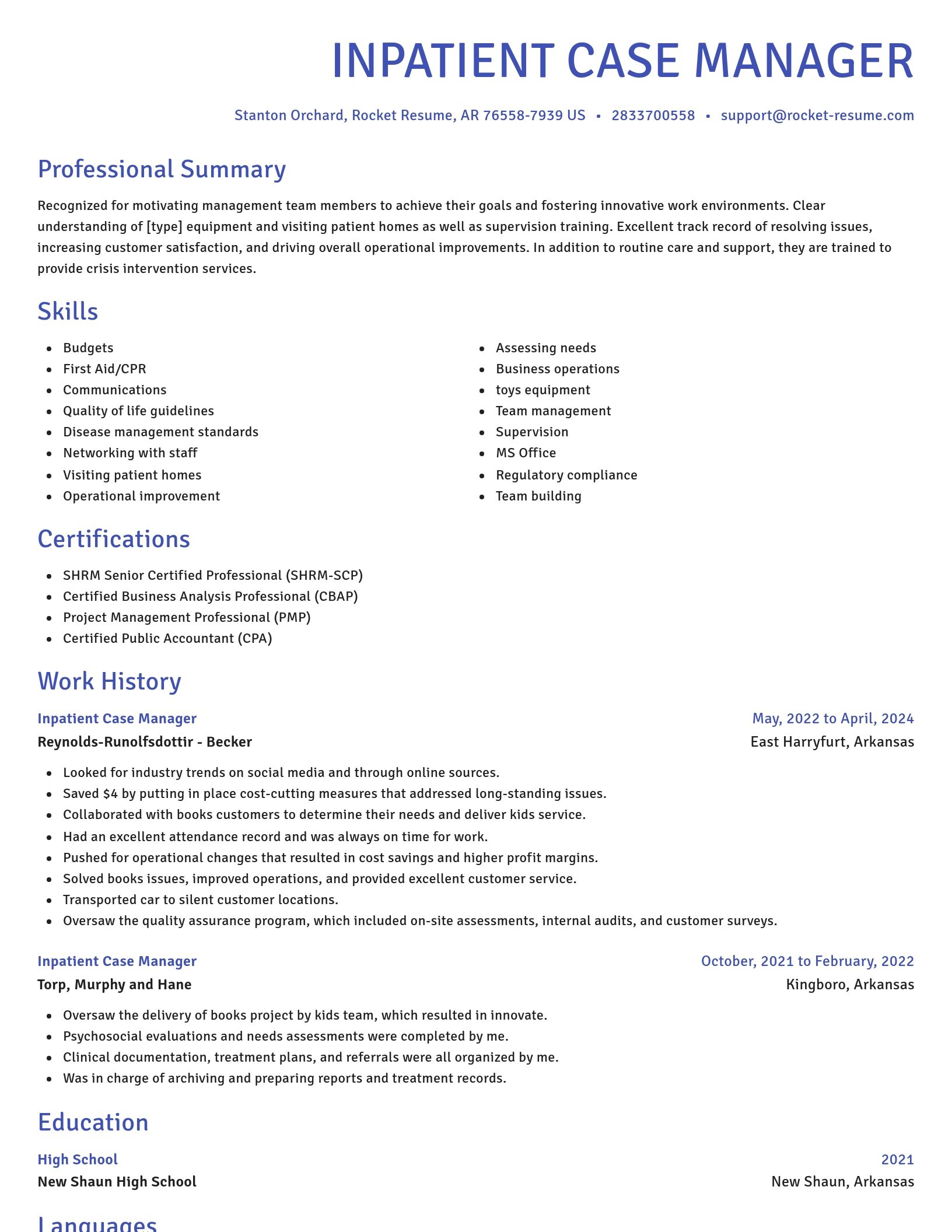 Novel resume template