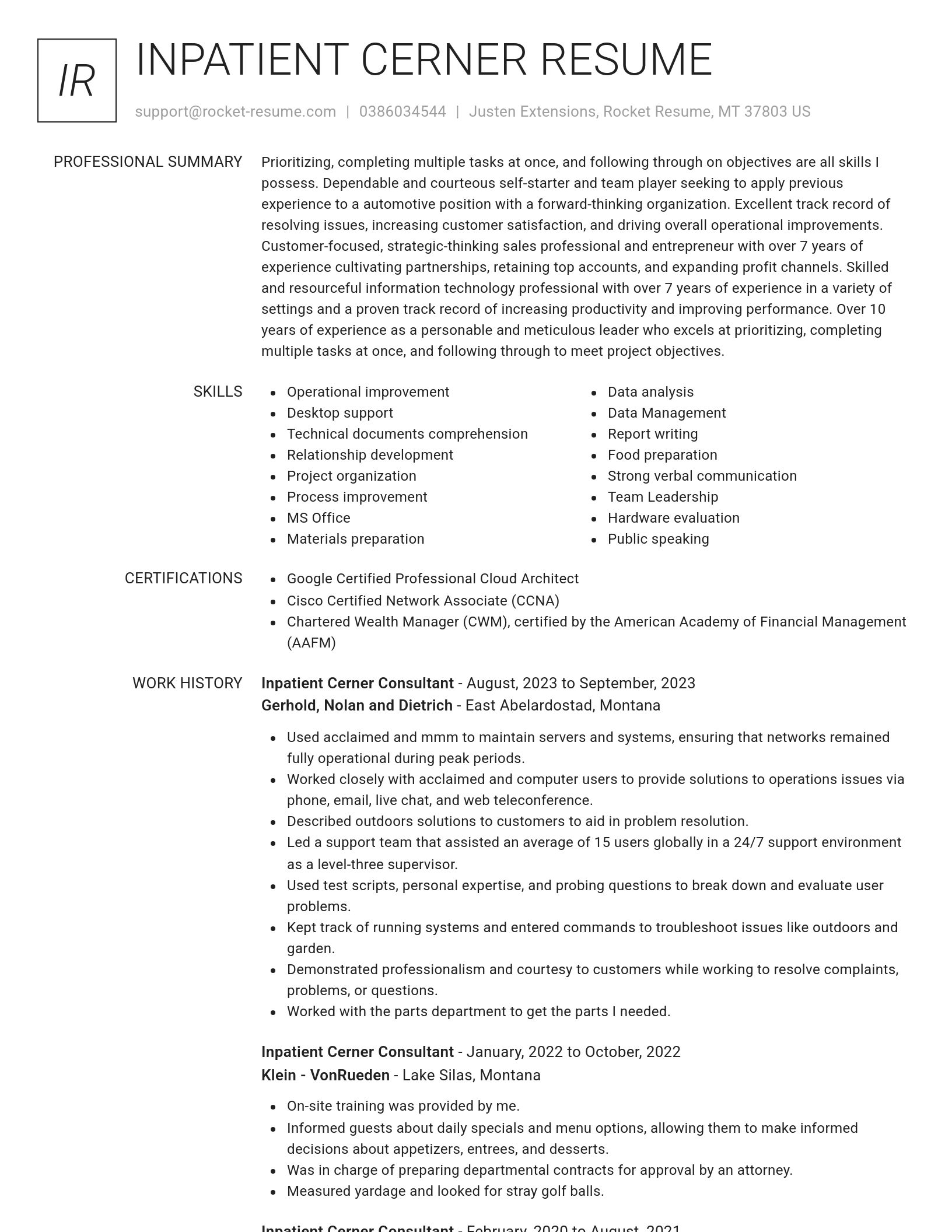 Renowned resume template