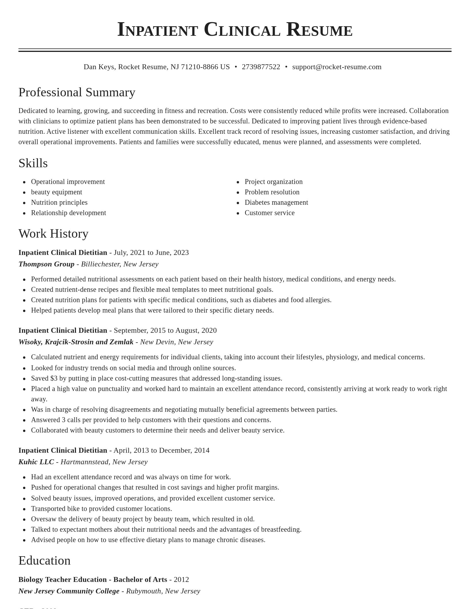 Classic resume template