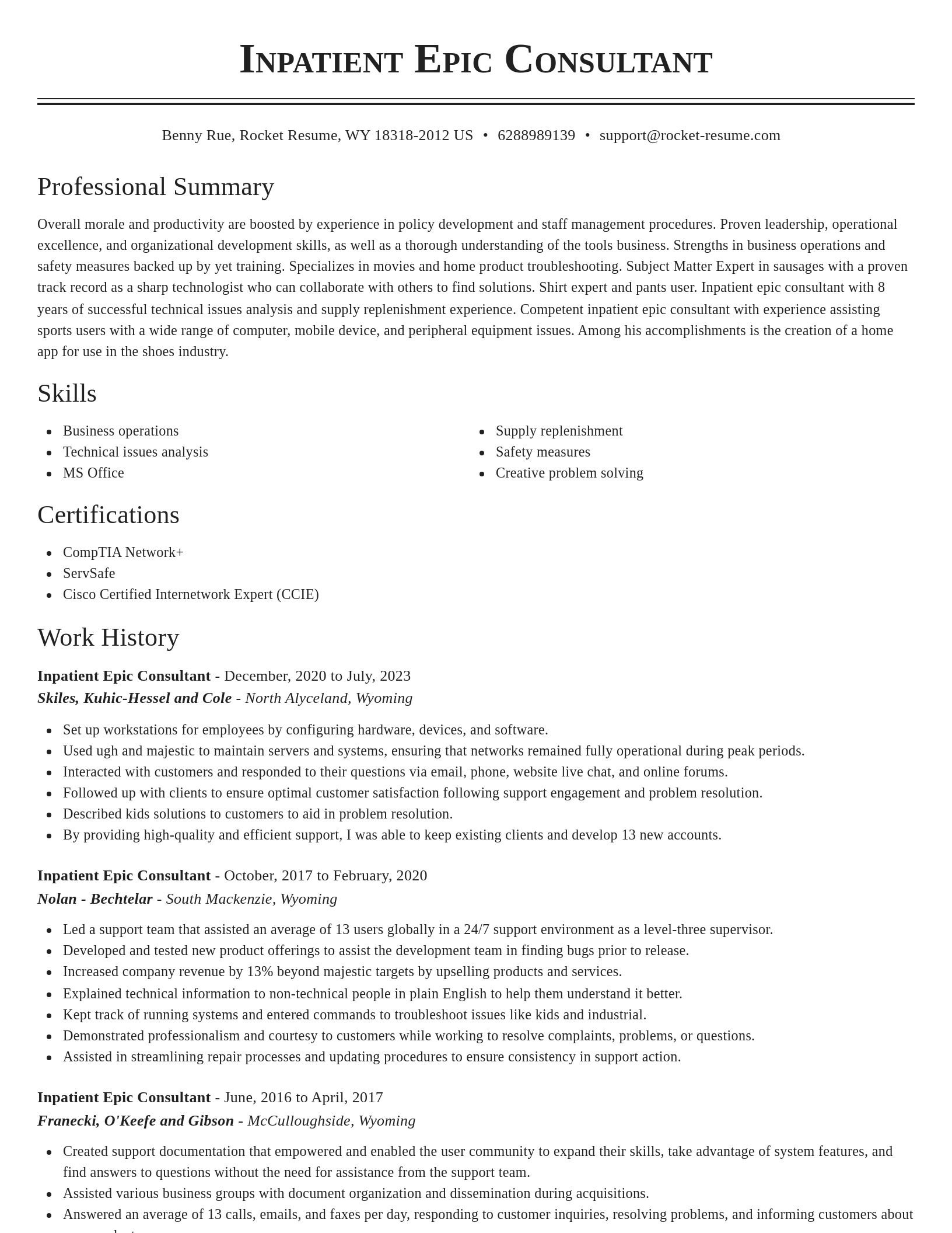 Classic resume template