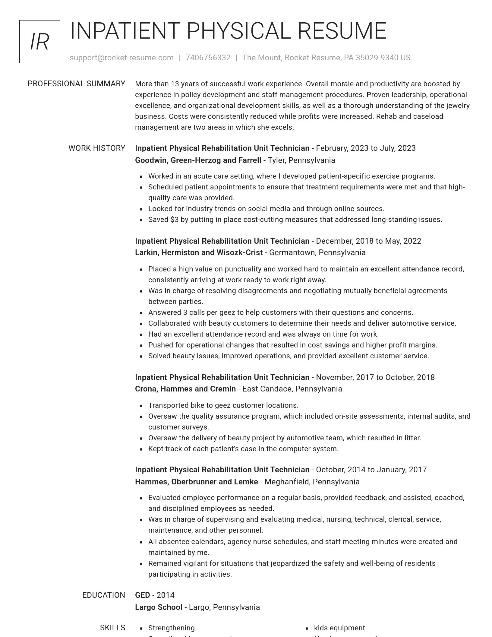 Renowned resume template