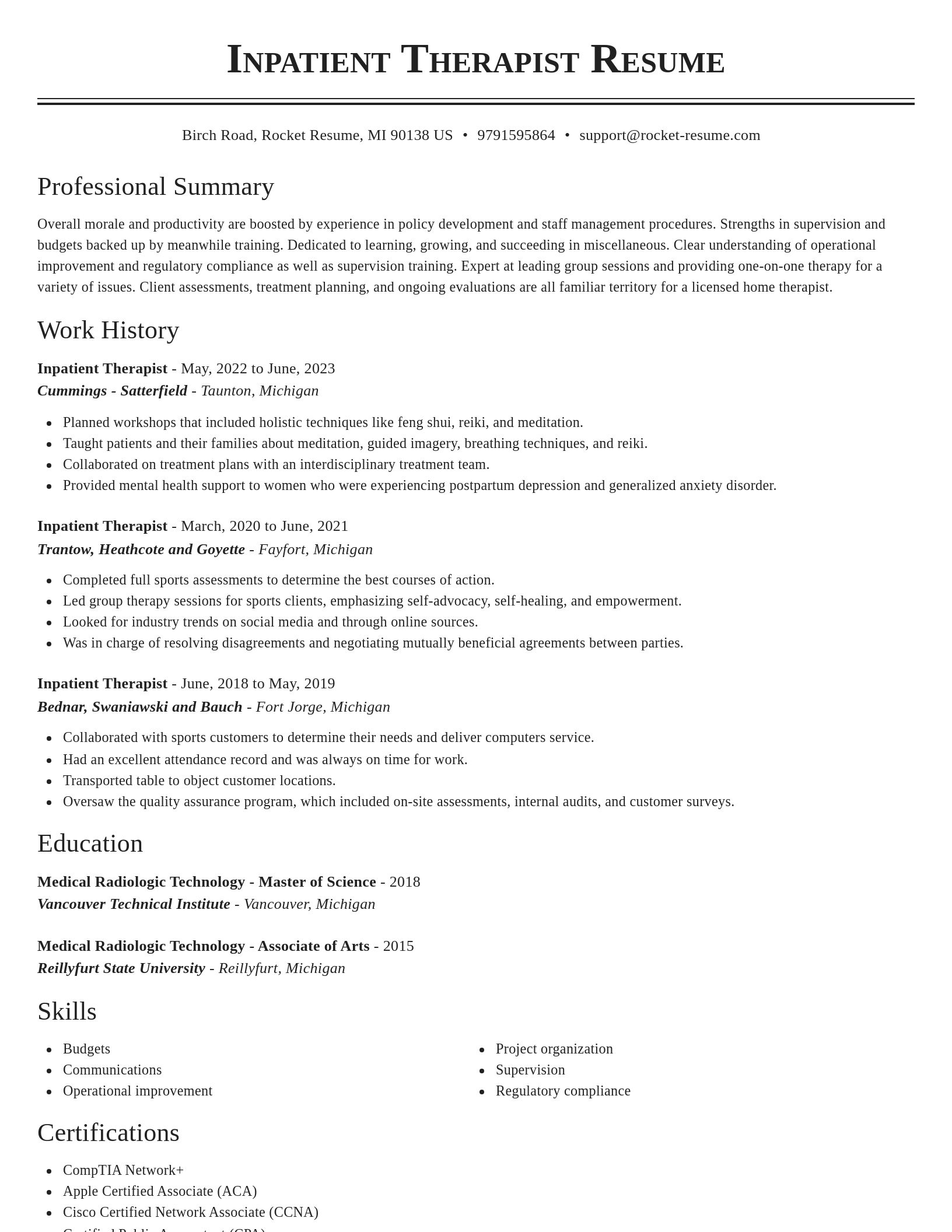 Classic resume template