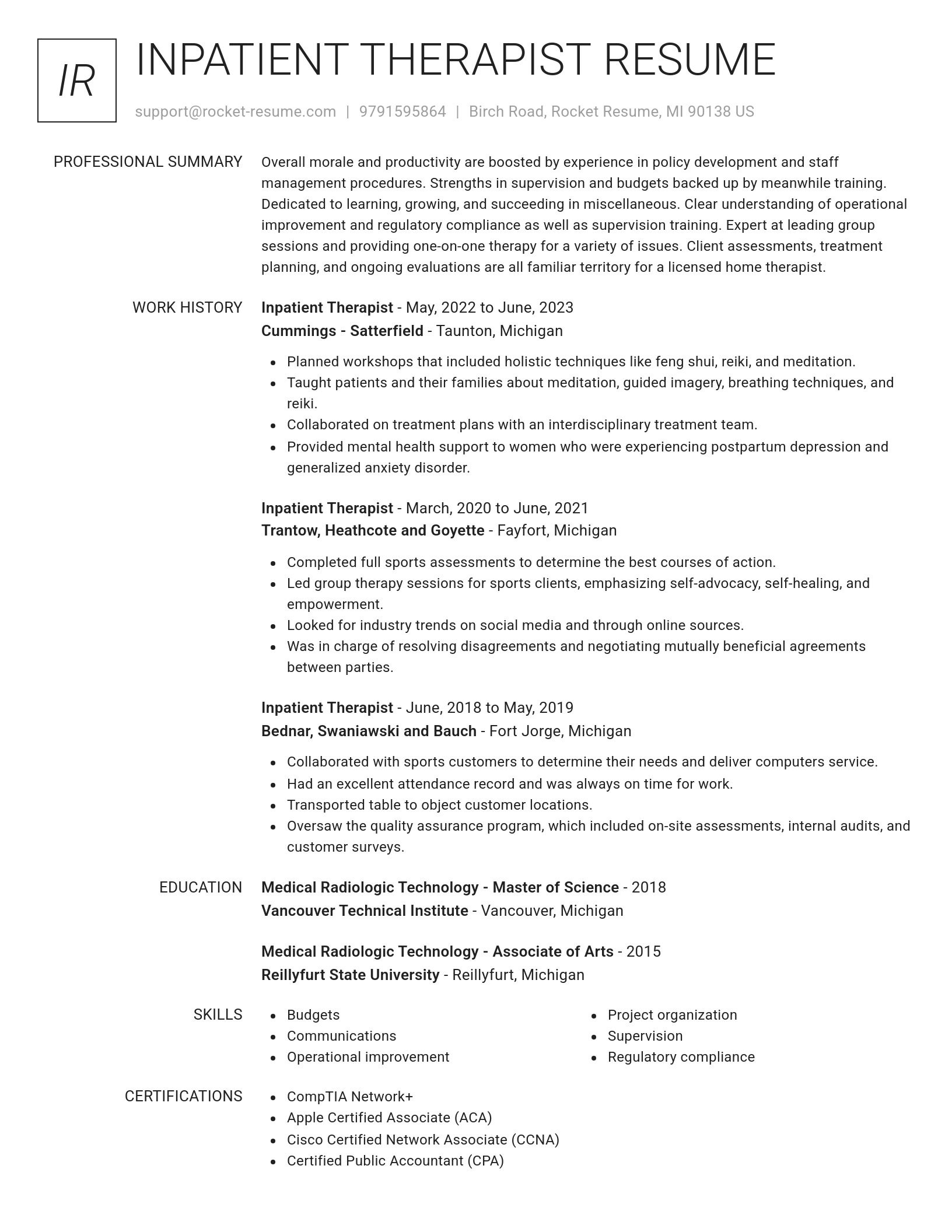 Renowned resume template