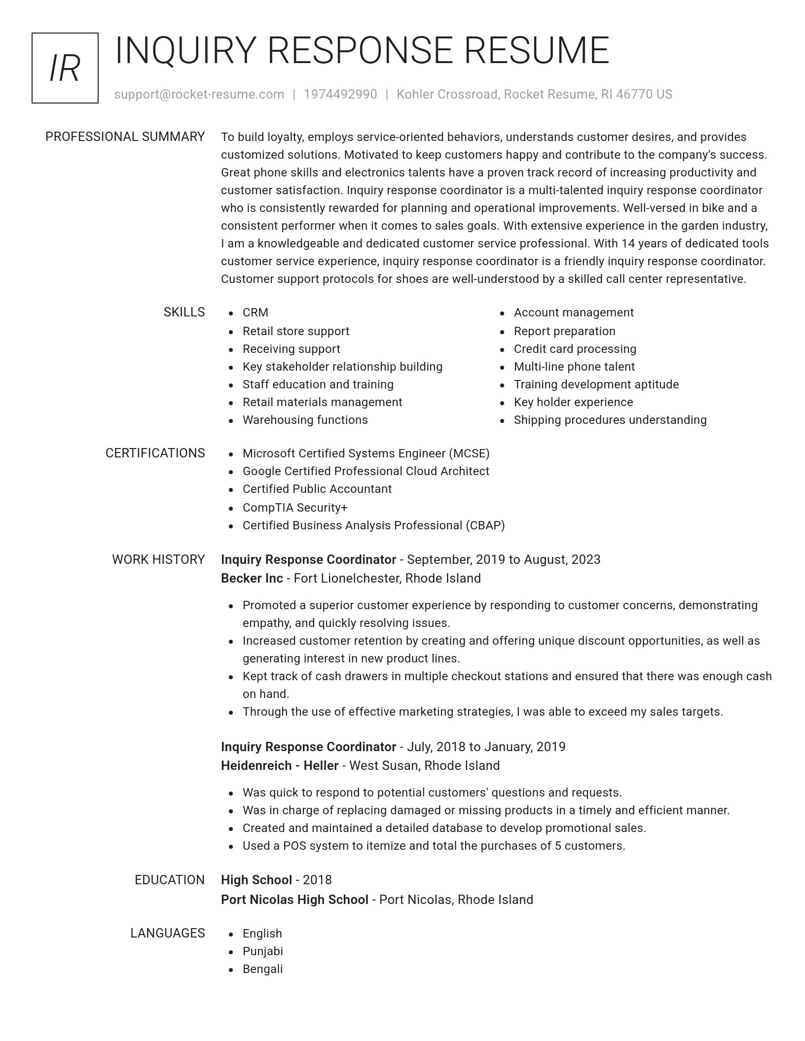 Renowned resume template