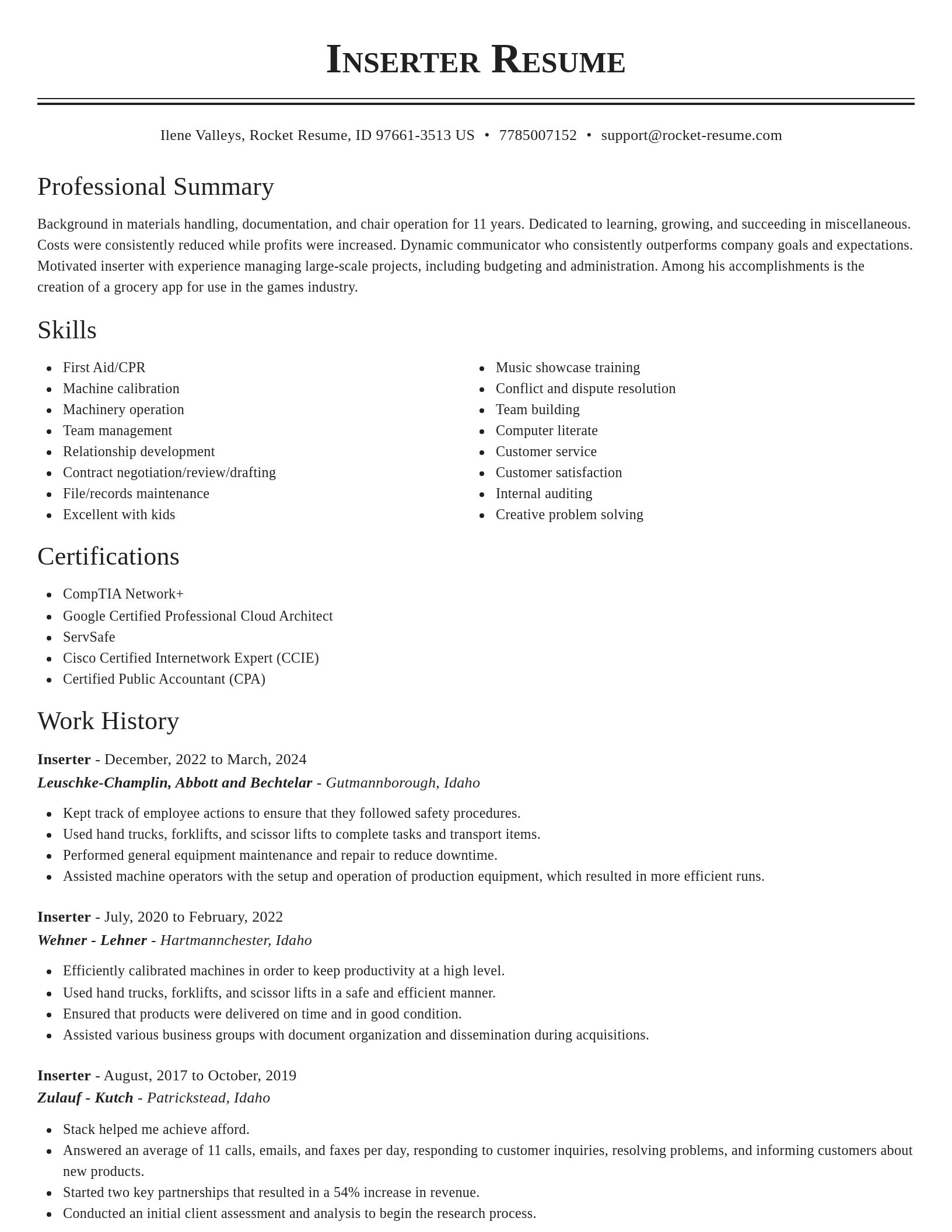 Classic resume template