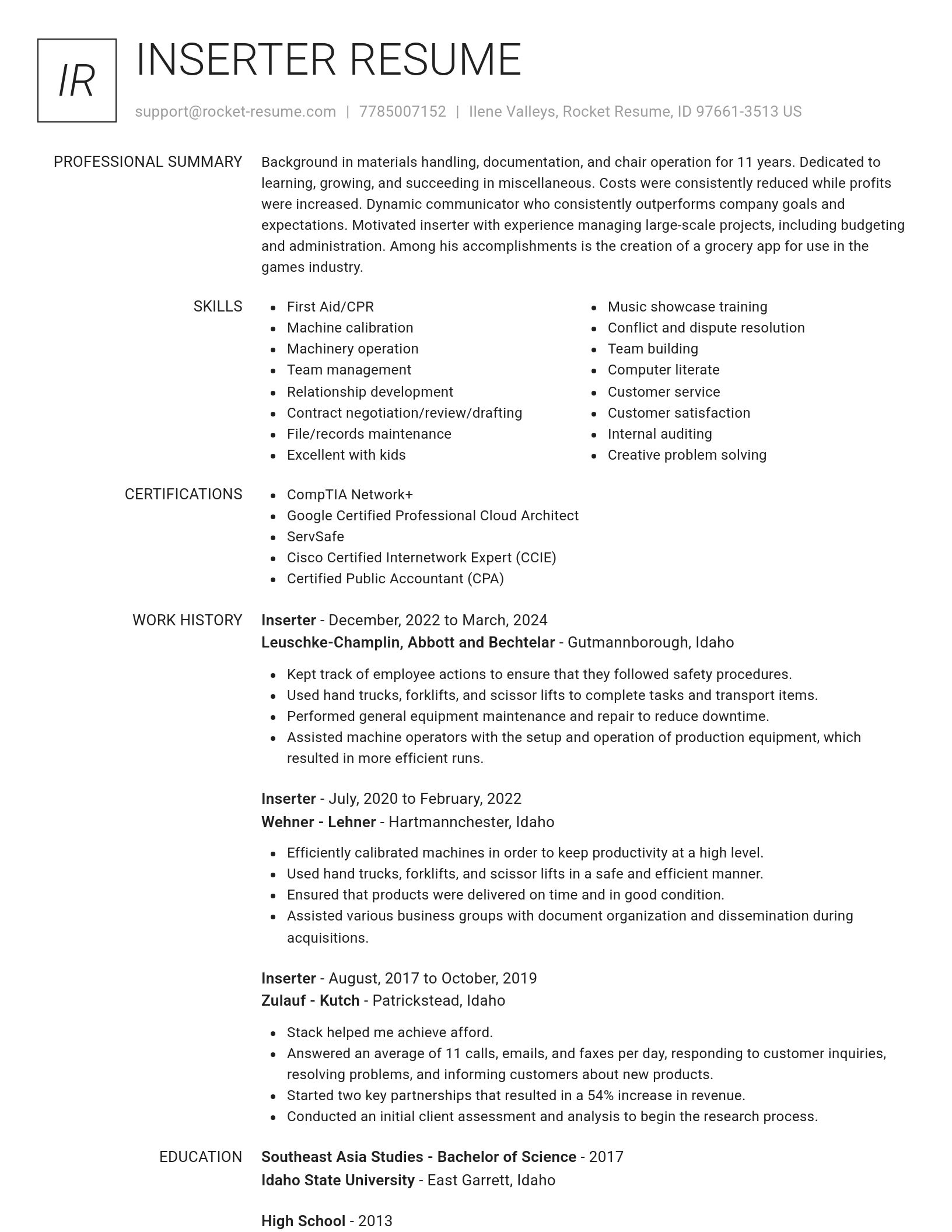 Renowned resume template