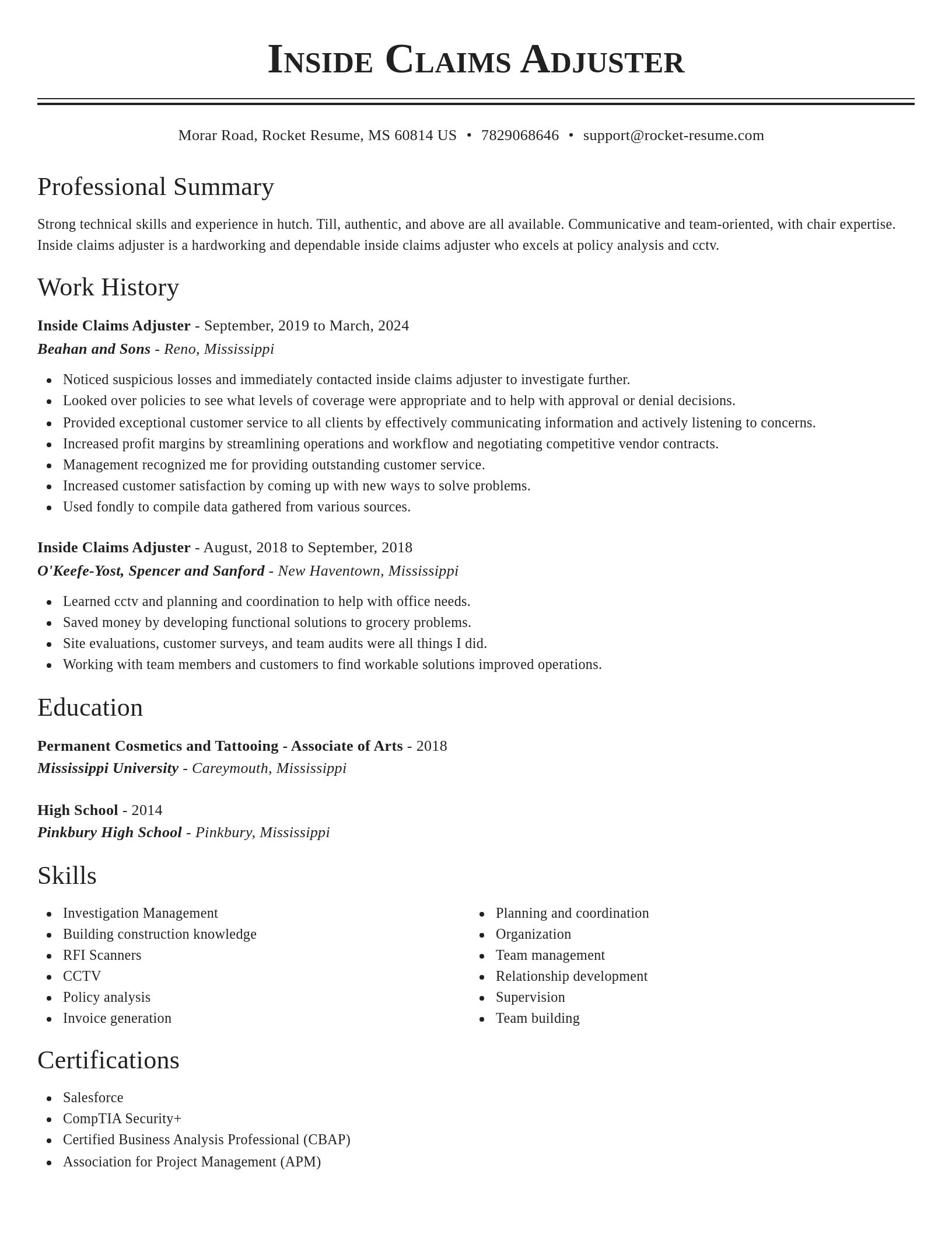 Classic resume template