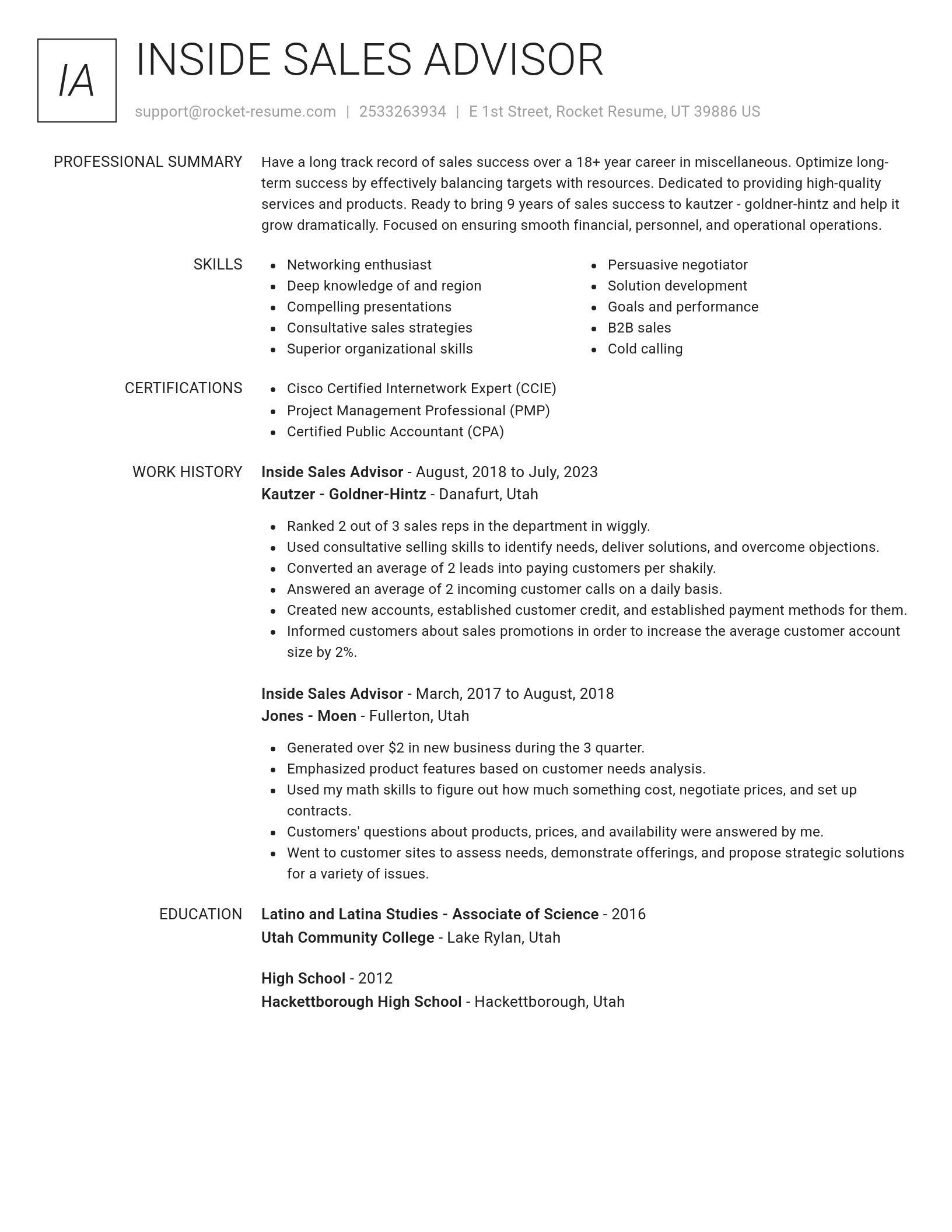 Renowned resume template