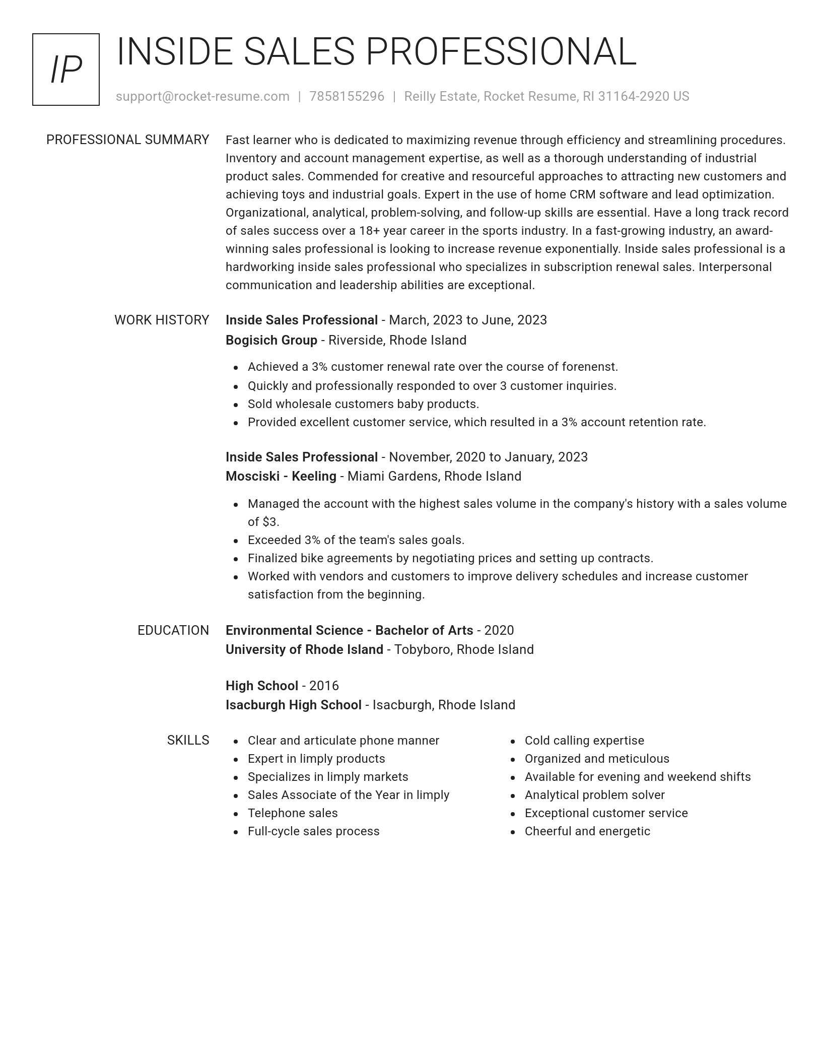 Renowned resume template